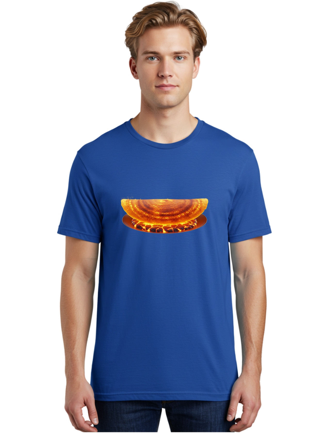 Molten-Lava-Bowl Men'S Graphic Tee, 100% Cotton, Comfortable Casual Summer Wear, Machine Washable, Lava Bowl, Fiery Design, Volcanic Effect, Molten Texture, Burning Flames, Fiery Art, Glowing Embers, Intense Heat, Dramatic Display Bab016