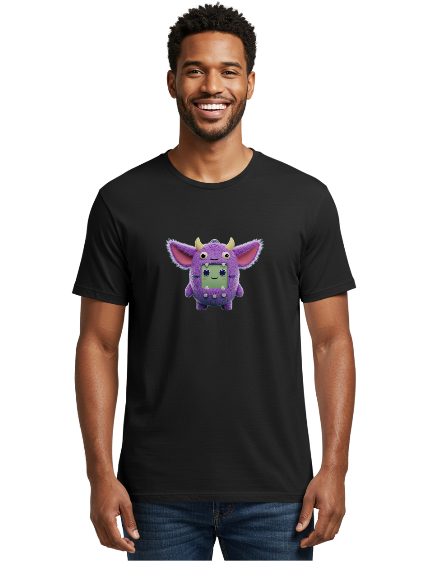 Monster-Toy Men'S Graphic Tee, 100% Cotton, Comfortable Casual Summer Wear, Machine Washable, Purple Monster, Cartoon Character, Digital Pet, Tamagotchi, Children'S Toy, Virtual Creature, 90S Nostalgia, Cute Design, Small Creature, Bab018