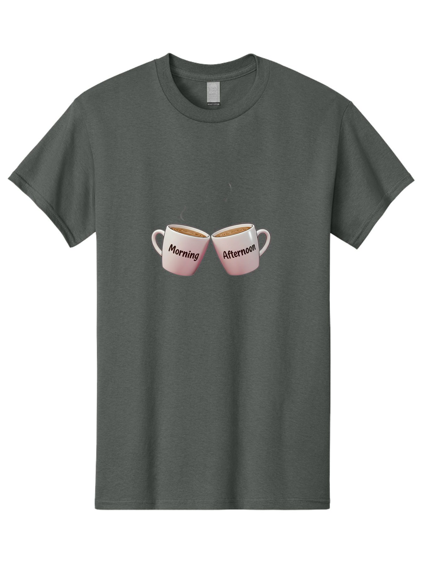 Morning-Afternoon-Coffee-Cups Men'S Graphic Tee, 100% Cotton, Comfortable Casual Summer Wear, Machine Washable, Two Coffee Cups, Morning Coffee, Afternoon Coffee, Steaming Hot Coffee, Coffee Time, Daily Routine, Coffee Break Bab021