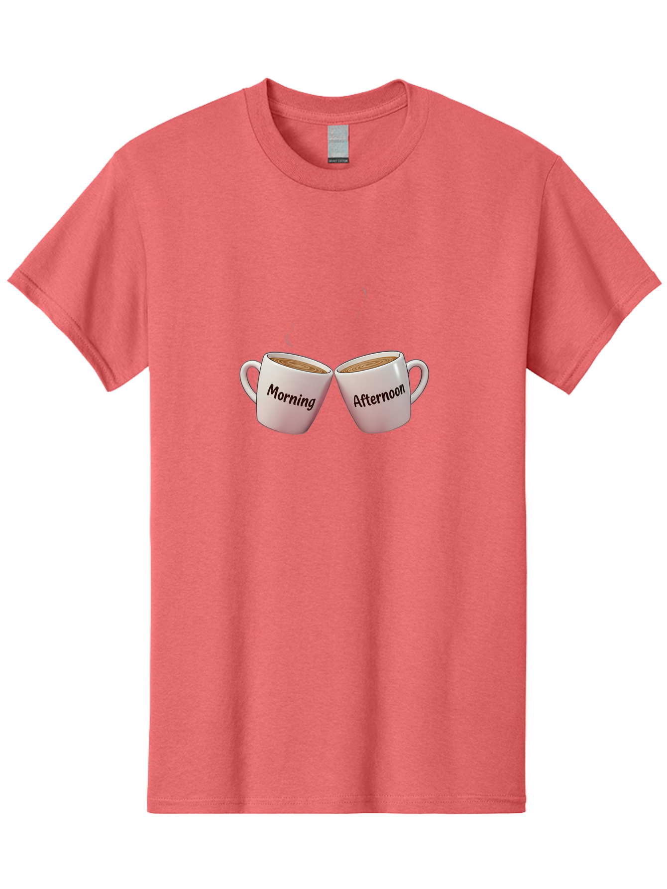Morning-Afternoon-Coffee-Cups Men'S Graphic Tee, 100% Cotton, Comfortable Casual Summer Wear, Machine Washable, Two Coffee Cups, Morning Coffee, Afternoon Coffee, Steaming Hot Coffee, Coffee Time, Daily Routine, Coffee Break Bab021