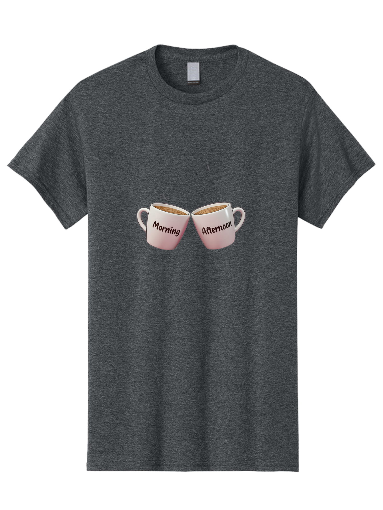 Morning-Afternoon-Coffee-Cups Men'S Graphic Tee, 100% Cotton, Comfortable Casual Summer Wear, Machine Washable, Two Coffee Cups, Morning Coffee, Afternoon Coffee, Steaming Hot Coffee, Coffee Time, Daily Routine, Coffee Break Bab021