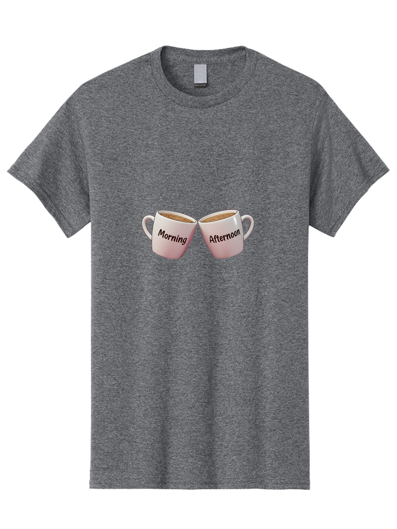 Morning-Afternoon-Coffee-Cups Men'S Graphic Tee, 100% Cotton, Comfortable Casual Summer Wear, Machine Washable, Two Coffee Cups, Morning Coffee, Afternoon Coffee, Steaming Hot Coffee, Coffee Time, Daily Routine, Coffee Break Bab021