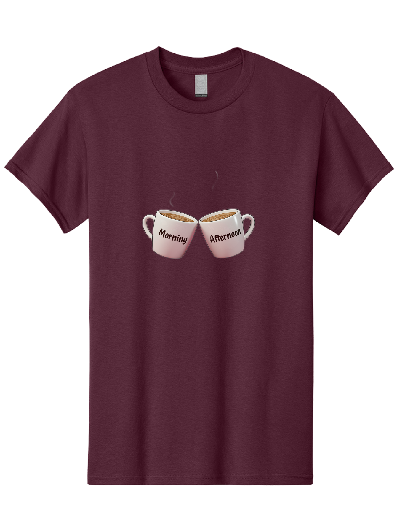 Morning-Afternoon-Coffee-Cups Men'S Graphic Tee, 100% Cotton, Comfortable Casual Summer Wear, Machine Washable, Two Coffee Cups, Morning Coffee, Afternoon Coffee, Steaming Hot Coffee, Coffee Time, Daily Routine, Coffee Break Bab021