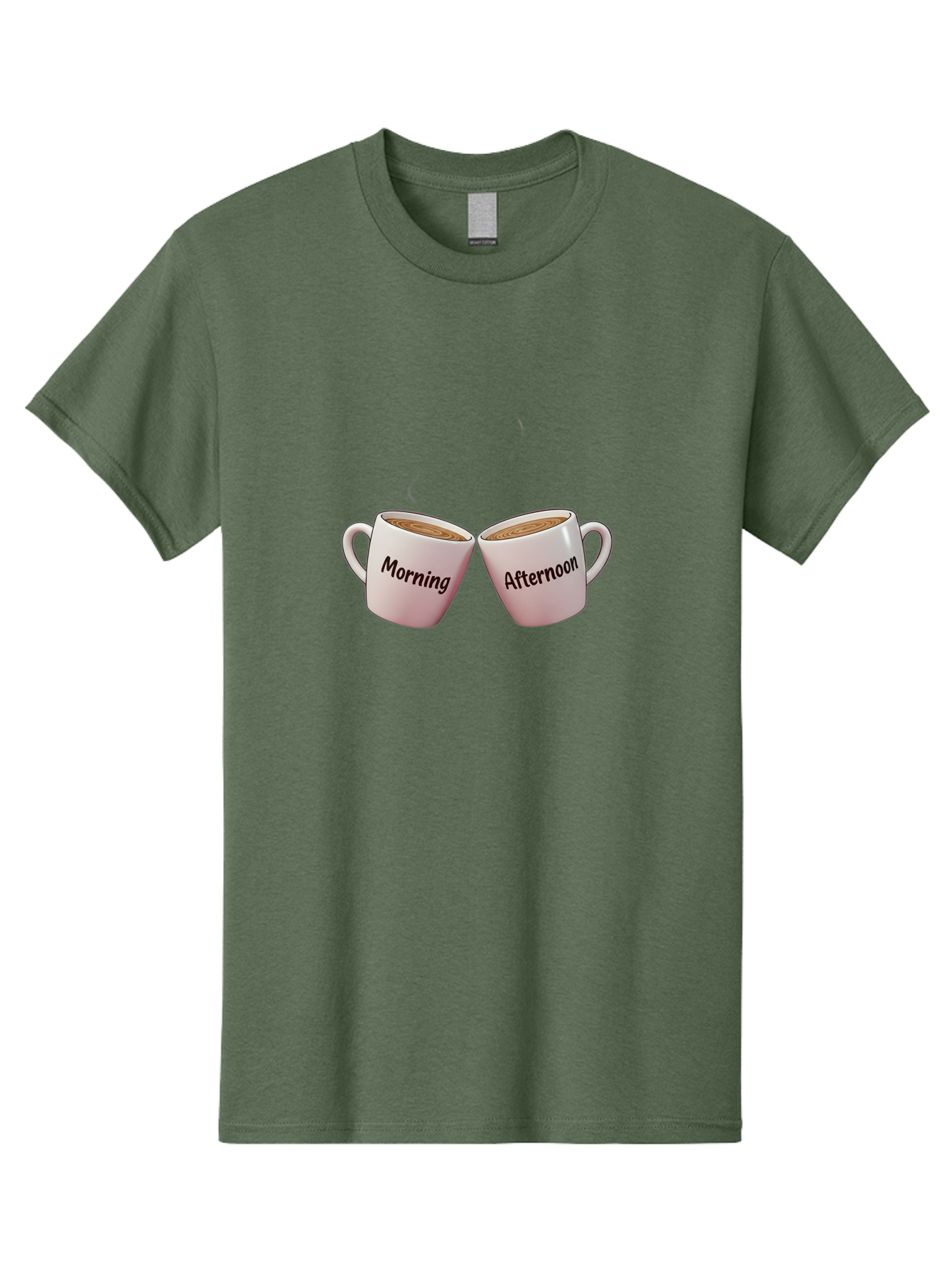 Morning-Afternoon-Coffee-Cups Men'S Graphic Tee, 100% Cotton, Comfortable Casual Summer Wear, Machine Washable, Two Coffee Cups, Morning Coffee, Afternoon Coffee, Steaming Hot Coffee, Coffee Time, Daily Routine, Coffee Break Bab021