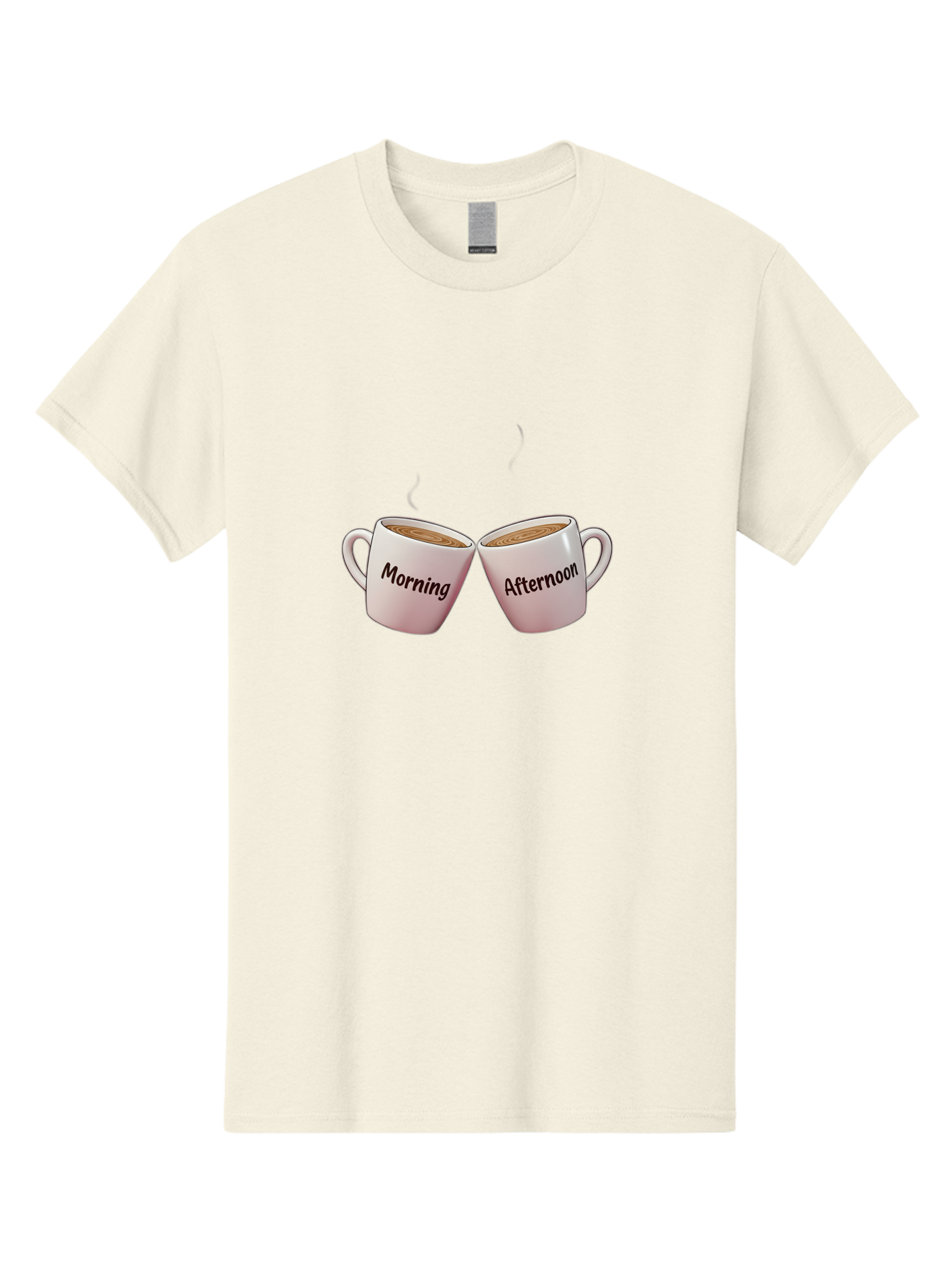 Morning-Afternoon-Coffee-Cups Men'S Graphic Tee, 100% Cotton, Comfortable Casual Summer Wear, Machine Washable, Two Coffee Cups, Morning Coffee, Afternoon Coffee, Steaming Hot Coffee, Coffee Time, Daily Routine, Coffee Break Bab021