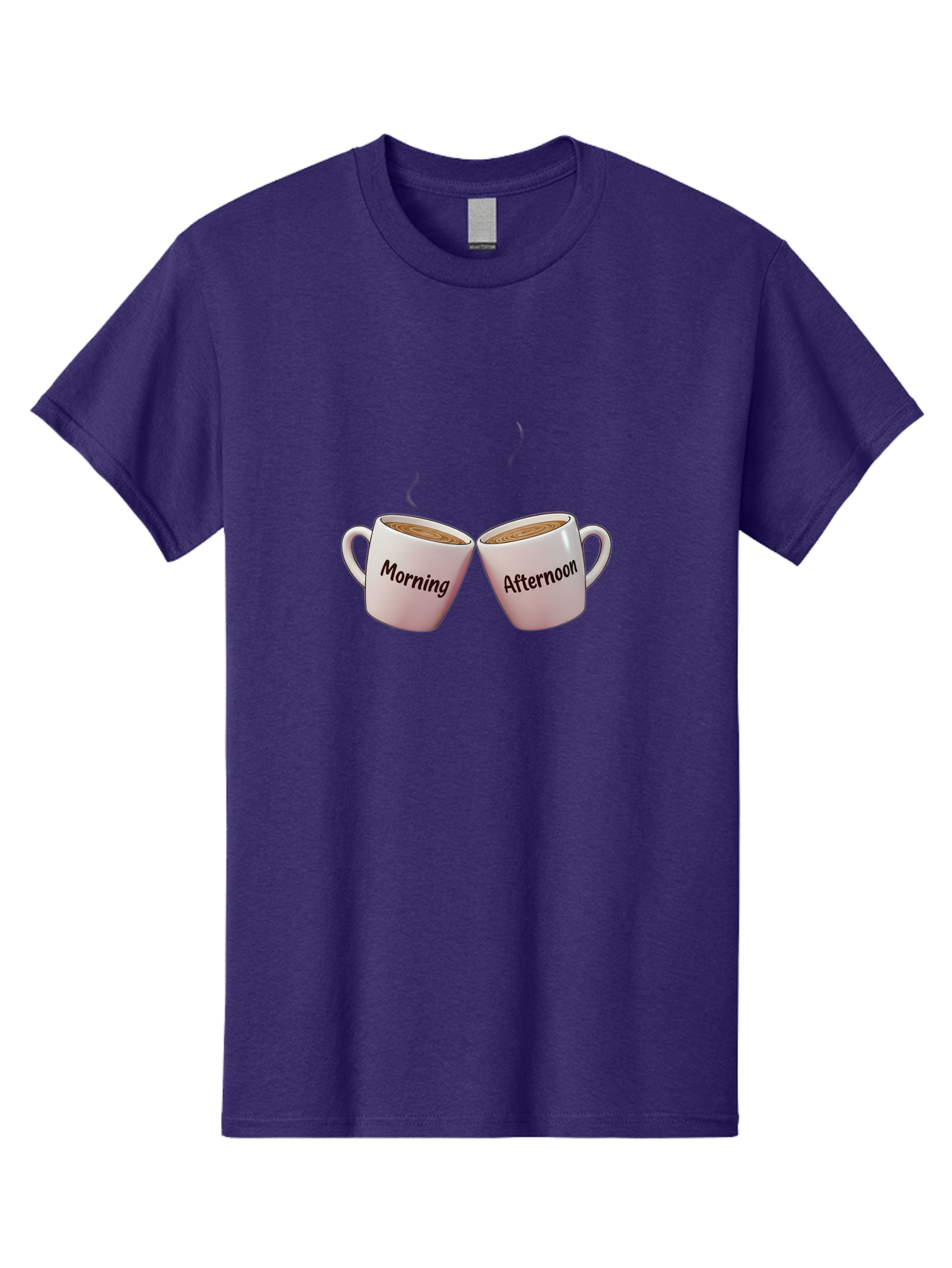 Morning-Afternoon-Coffee-Cups Men'S Graphic Tee, 100% Cotton, Comfortable Casual Summer Wear, Machine Washable, Two Coffee Cups, Morning Coffee, Afternoon Coffee, Steaming Hot Coffee, Coffee Time, Daily Routine, Coffee Break Bab021