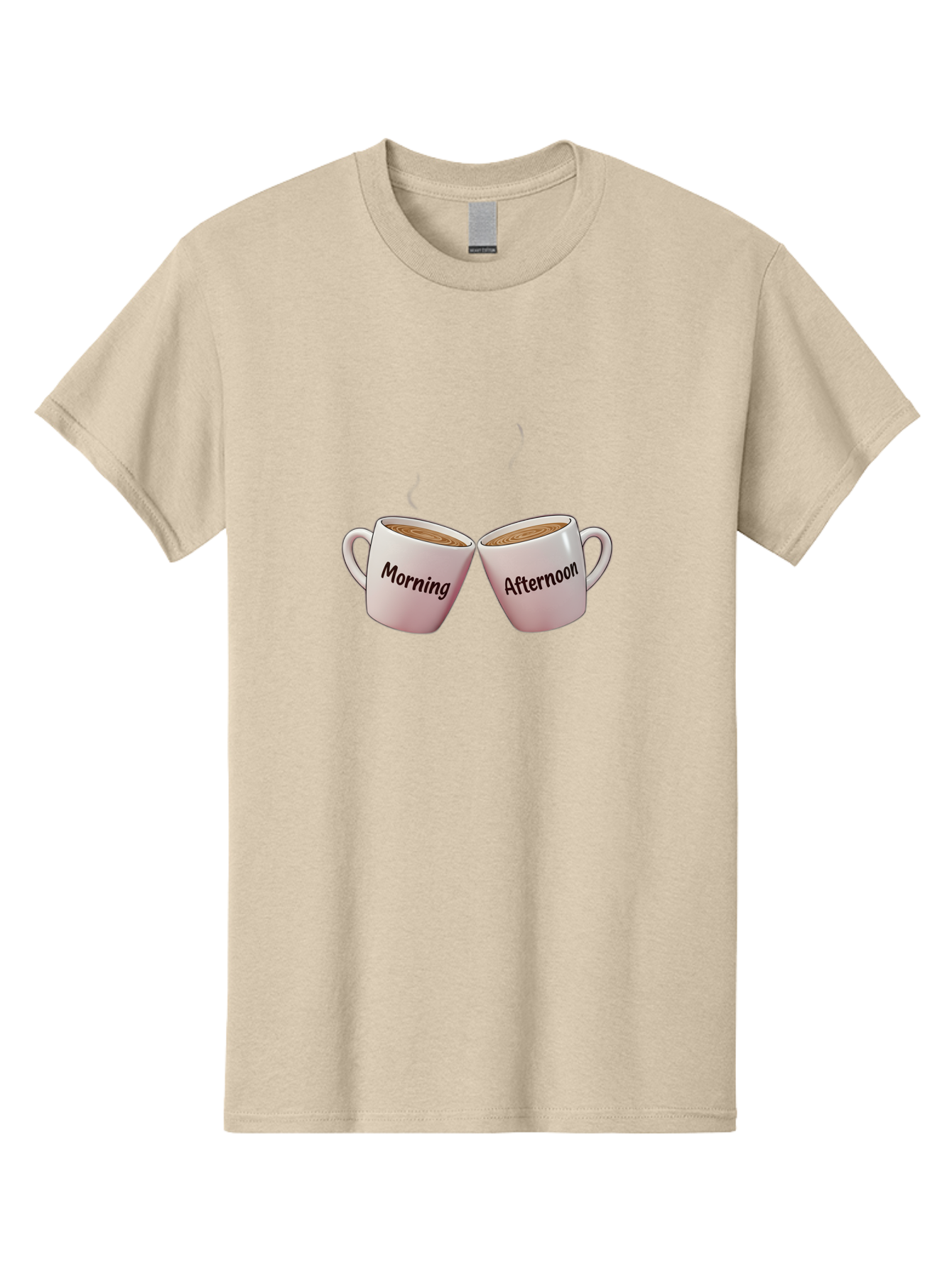 Morning-Afternoon-Coffee-Cups Men'S Graphic Tee, 100% Cotton, Comfortable Casual Summer Wear, Machine Washable, Two Coffee Cups, Morning Coffee, Afternoon Coffee, Steaming Hot Coffee, Coffee Time, Daily Routine, Coffee Break Bab021