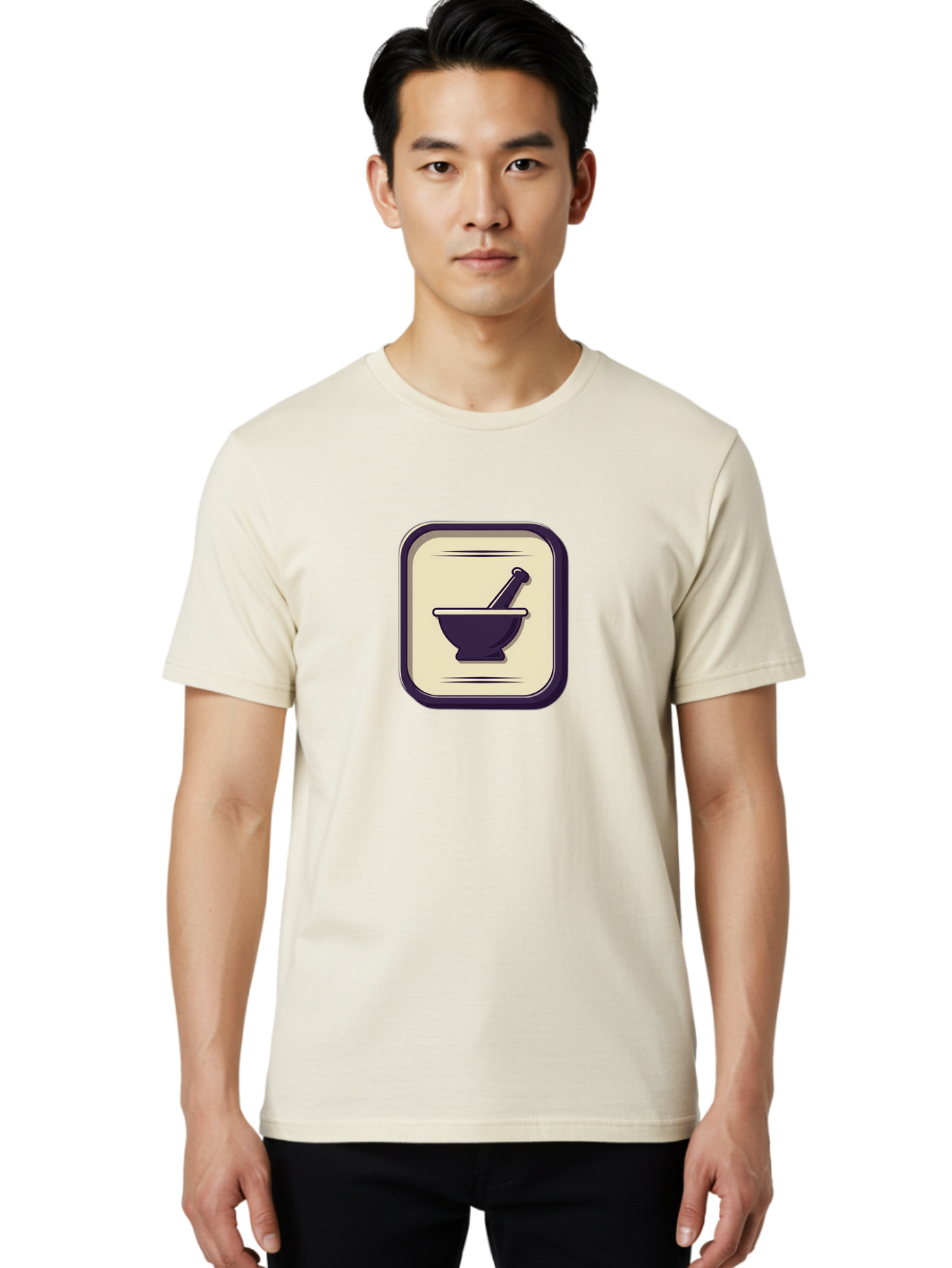 Mortar-And-Pestle Men'S Graphic Tee, 100% Cotton, Comfortable Casual Summer Wear, Machine Washable, Mortar And Pestle Icon, Pharmacy Symbol, Medical Illustration, Apothecary Graphic, Pharmacy Logo, Medicine Icon, Healthcare Symbol Bab022