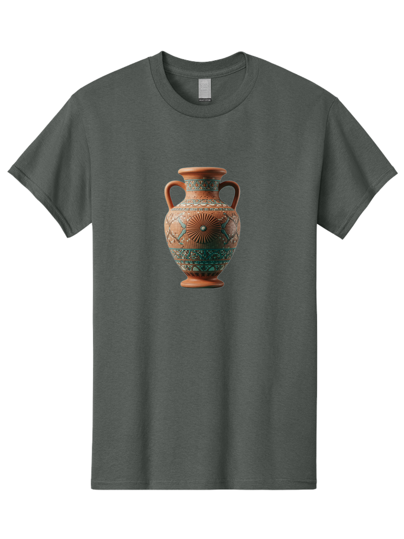 Mosaic-Vase Men'S Graphic Tee, 100% Cotton, Comfortable Casual Summer Wear, Machine Washable, Ancient Greek Vase, Terracotta Pottery, Classical Design, Ornate Patterns, Mosaic Art, Cultural Heritage, Traditional Craftsmanship, Bab023