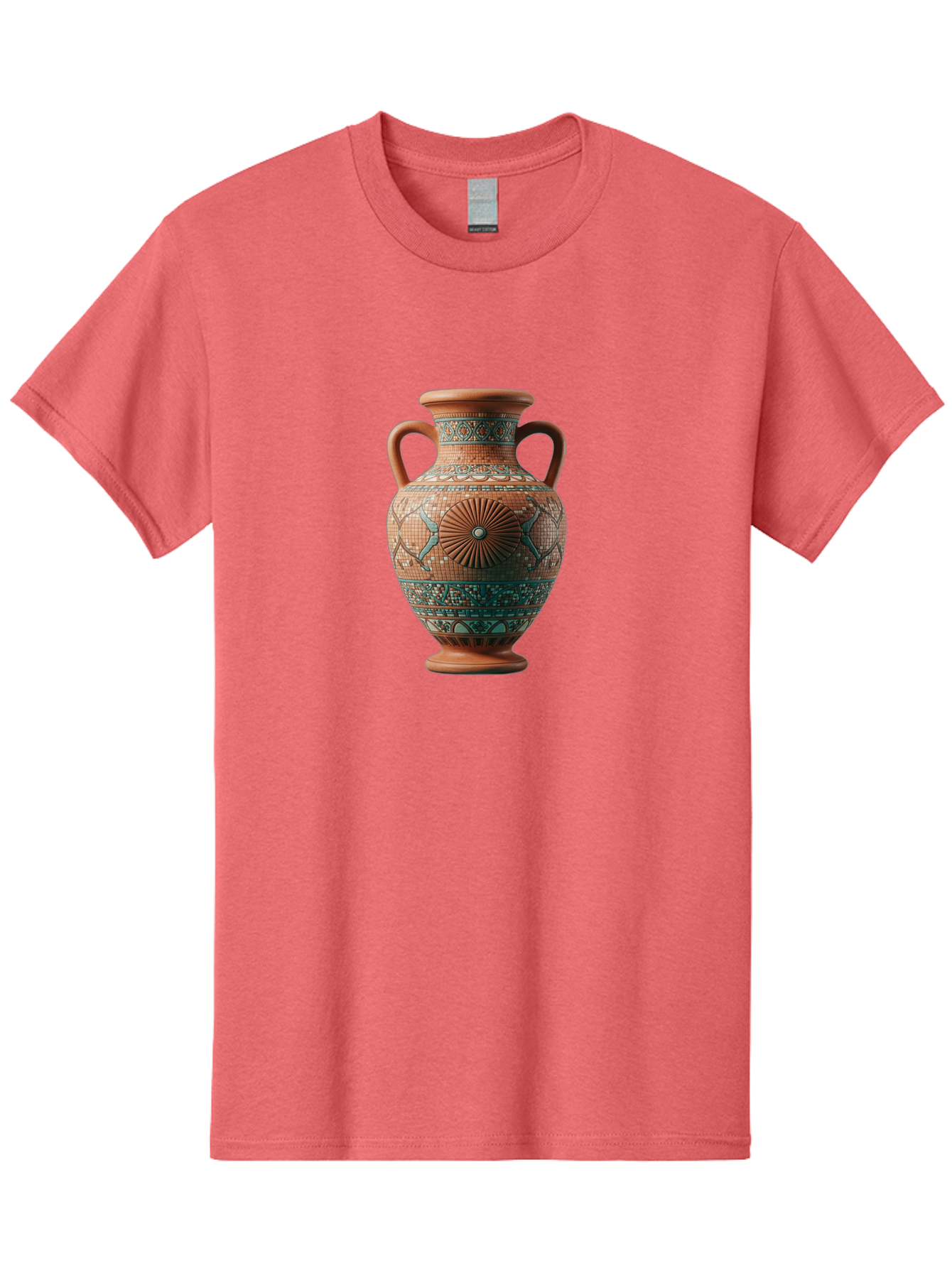 Mosaic-Vase Men'S Graphic Tee, 100% Cotton, Comfortable Casual Summer Wear, Machine Washable, Ancient Greek Vase, Terracotta Pottery, Classical Design, Ornate Patterns, Mosaic Art, Cultural Heritage, Traditional Craftsmanship, Bab023