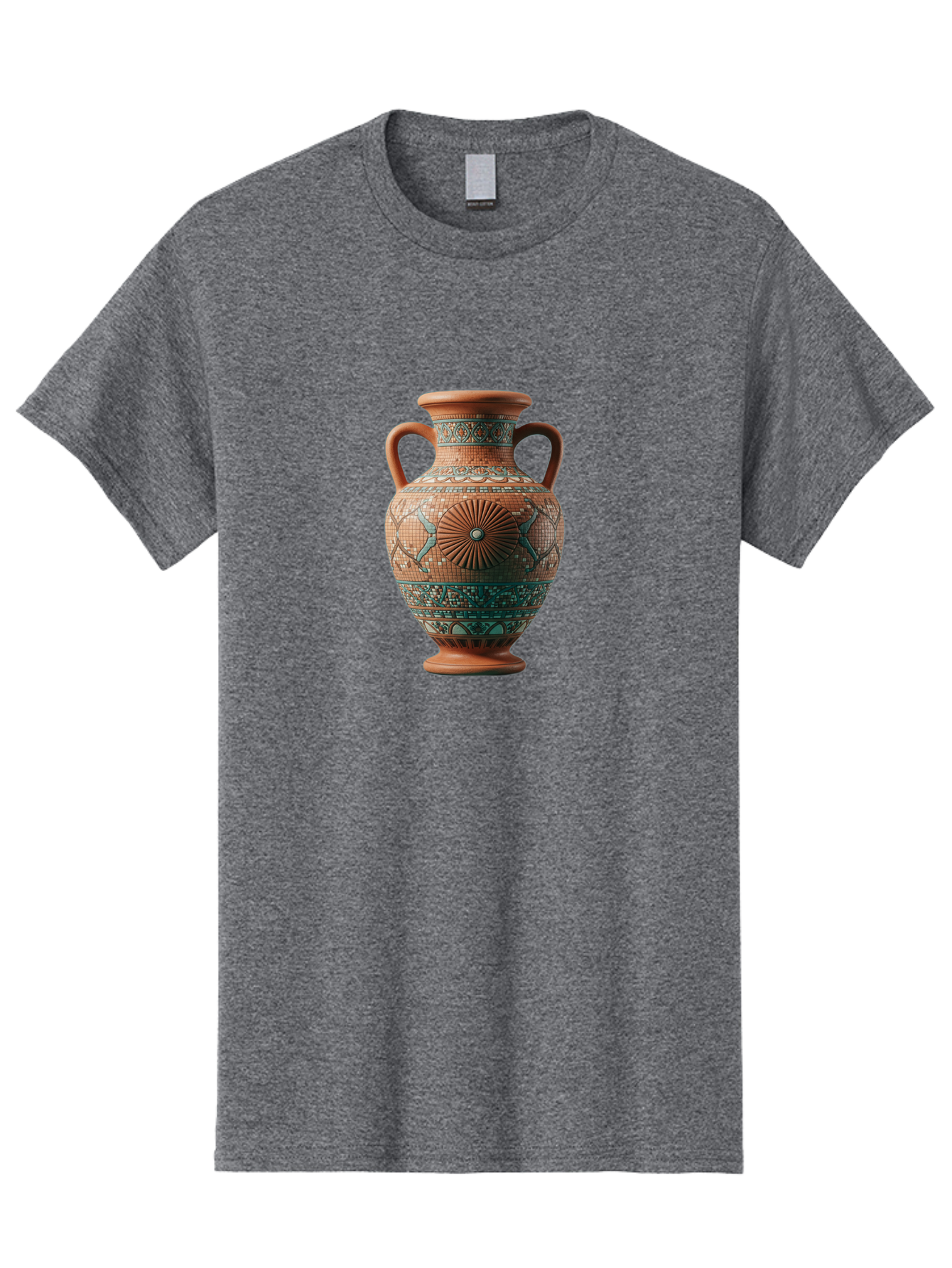 Mosaic-Vase Men'S Graphic Tee, 100% Cotton, Comfortable Casual Summer Wear, Machine Washable, Ancient Greek Vase, Terracotta Pottery, Classical Design, Ornate Patterns, Mosaic Art, Cultural Heritage, Traditional Craftsmanship, Bab023