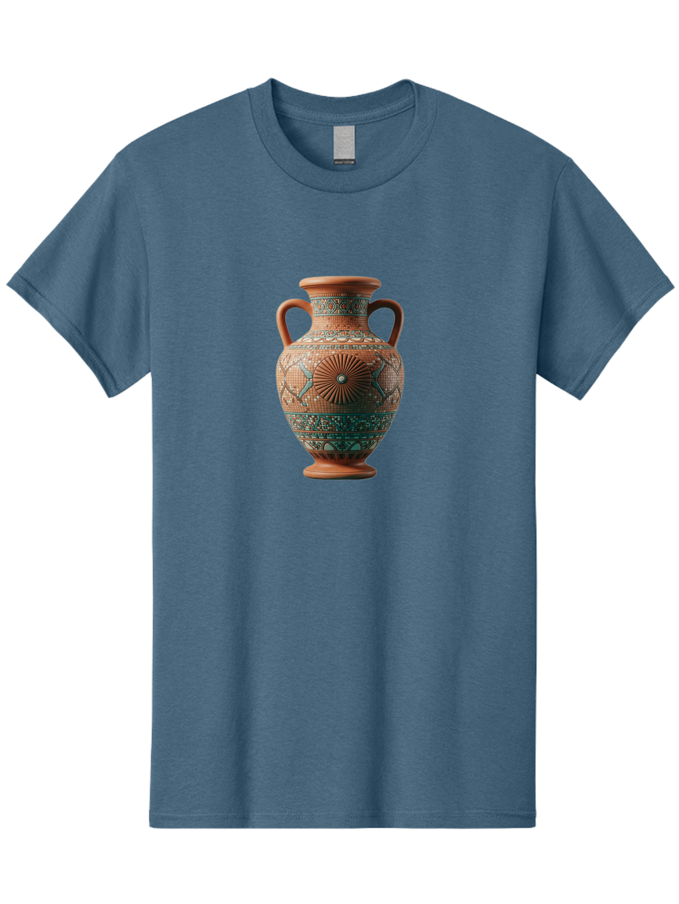 Mosaic-Vase Men'S Graphic Tee, 100% Cotton, Comfortable Casual Summer Wear, Machine Washable, Ancient Greek Vase, Terracotta Pottery, Classical Design, Ornate Patterns, Mosaic Art, Cultural Heritage, Traditional Craftsmanship, Bab023