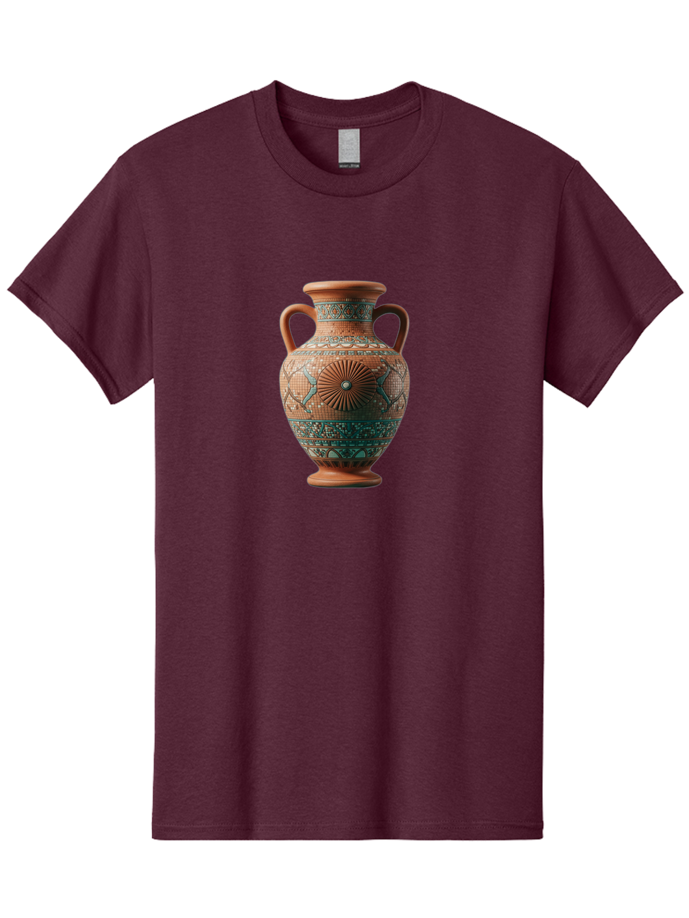Mosaic-Vase Men'S Graphic Tee, 100% Cotton, Comfortable Casual Summer Wear, Machine Washable, Ancient Greek Vase, Terracotta Pottery, Classical Design, Ornate Patterns, Mosaic Art, Cultural Heritage, Traditional Craftsmanship, Bab023