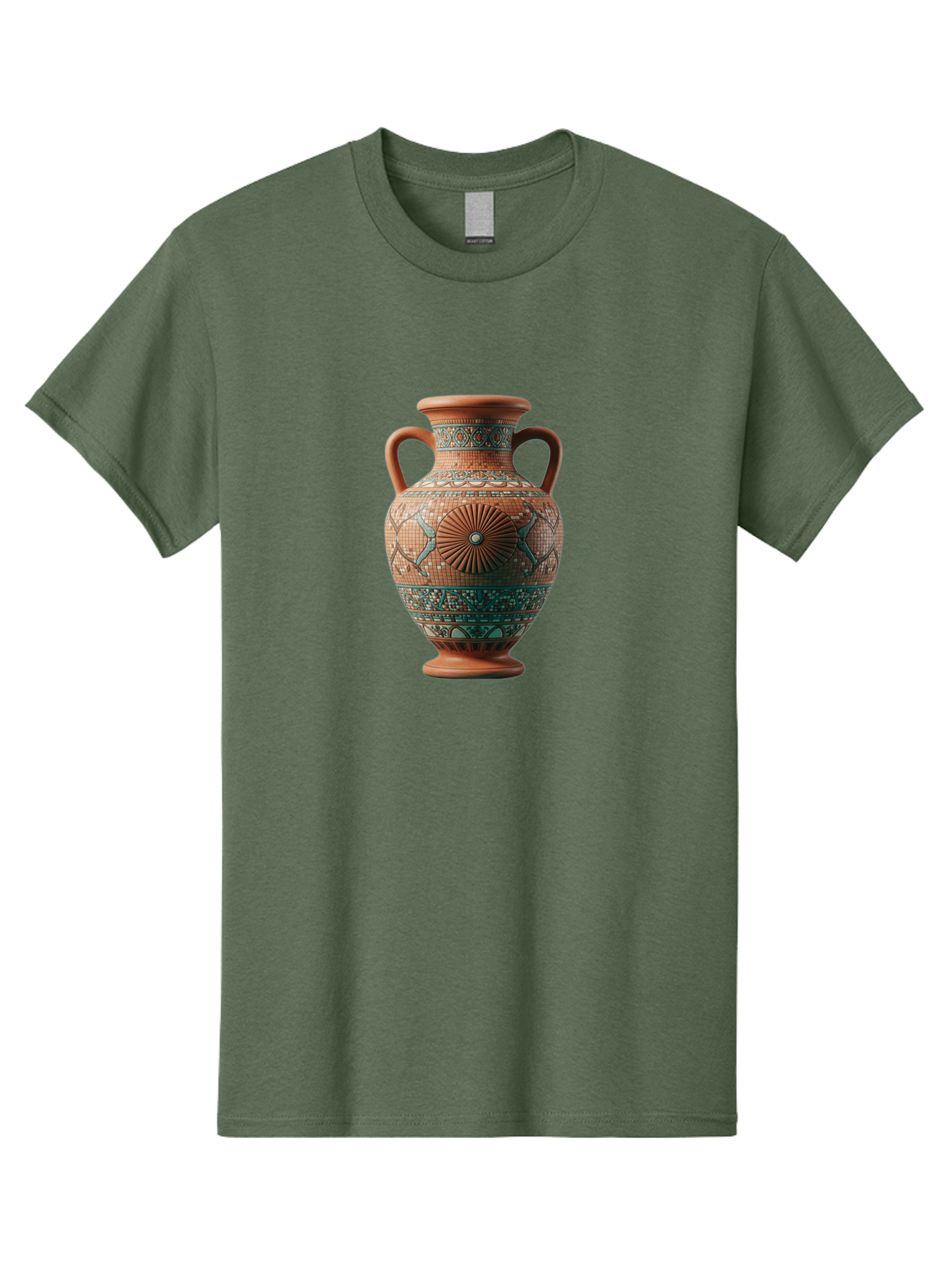 Mosaic-Vase Men'S Graphic Tee, 100% Cotton, Comfortable Casual Summer Wear, Machine Washable, Ancient Greek Vase, Terracotta Pottery, Classical Design, Ornate Patterns, Mosaic Art, Cultural Heritage, Traditional Craftsmanship, Bab023