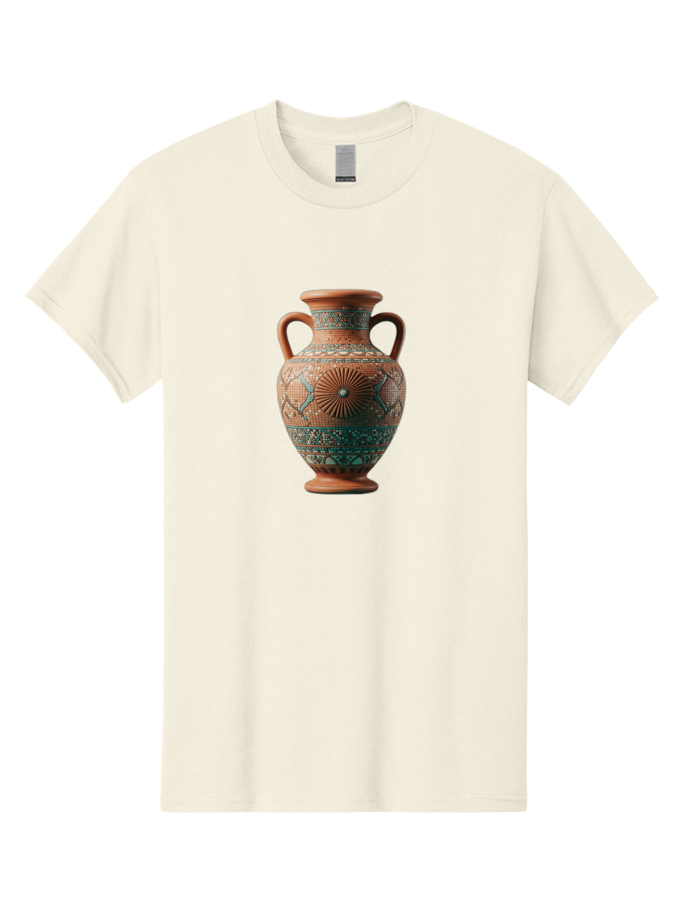 Mosaic-Vase Men'S Graphic Tee, 100% Cotton, Comfortable Casual Summer Wear, Machine Washable, Ancient Greek Vase, Terracotta Pottery, Classical Design, Ornate Patterns, Mosaic Art, Cultural Heritage, Traditional Craftsmanship, Bab023