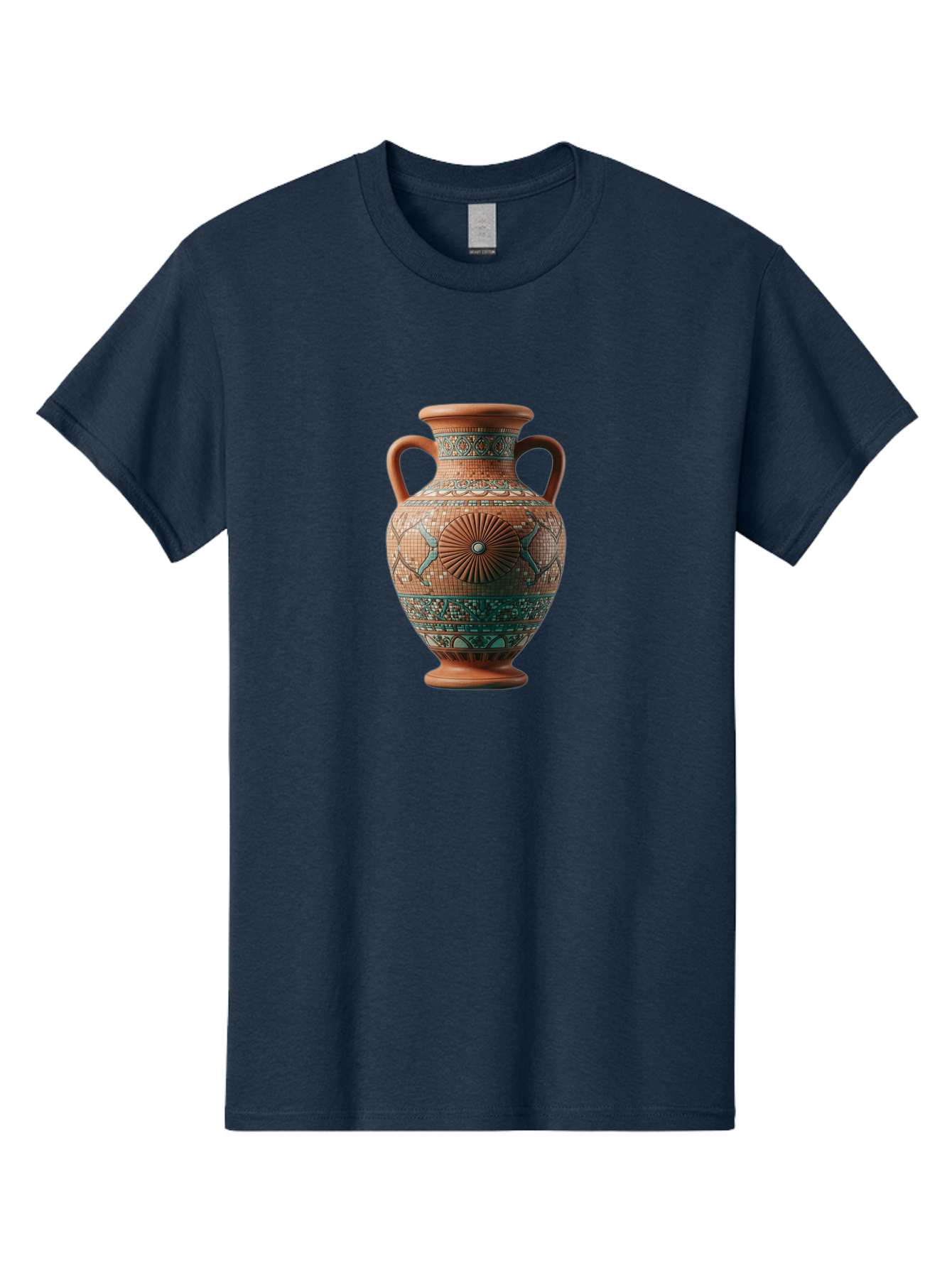 Mosaic-Vase Men'S Graphic Tee, 100% Cotton, Comfortable Casual Summer Wear, Machine Washable, Ancient Greek Vase, Terracotta Pottery, Classical Design, Ornate Patterns, Mosaic Art, Cultural Heritage, Traditional Craftsmanship, Bab023