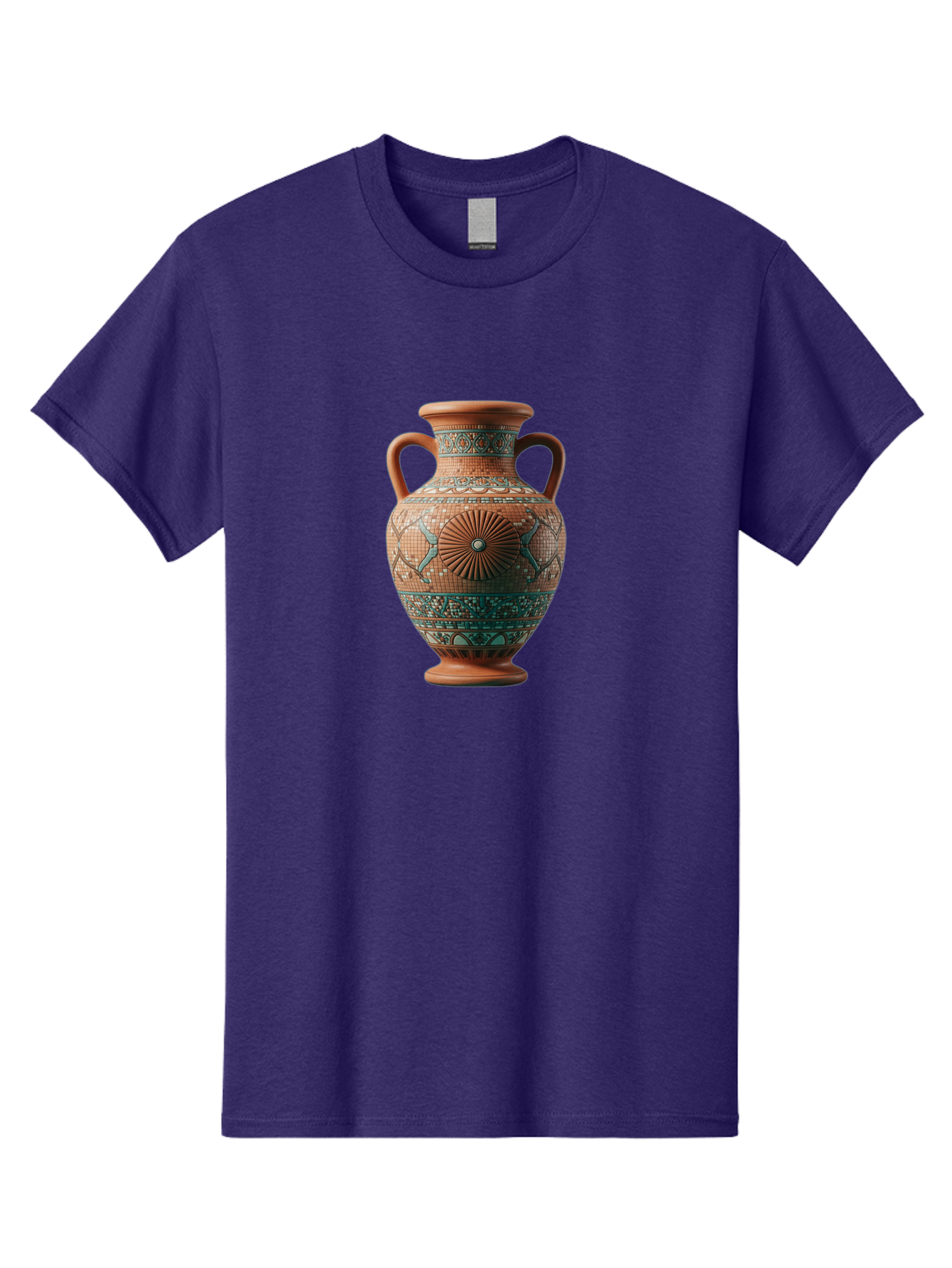 Mosaic-Vase Men'S Graphic Tee, 100% Cotton, Comfortable Casual Summer Wear, Machine Washable, Ancient Greek Vase, Terracotta Pottery, Classical Design, Ornate Patterns, Mosaic Art, Cultural Heritage, Traditional Craftsmanship, Bab023