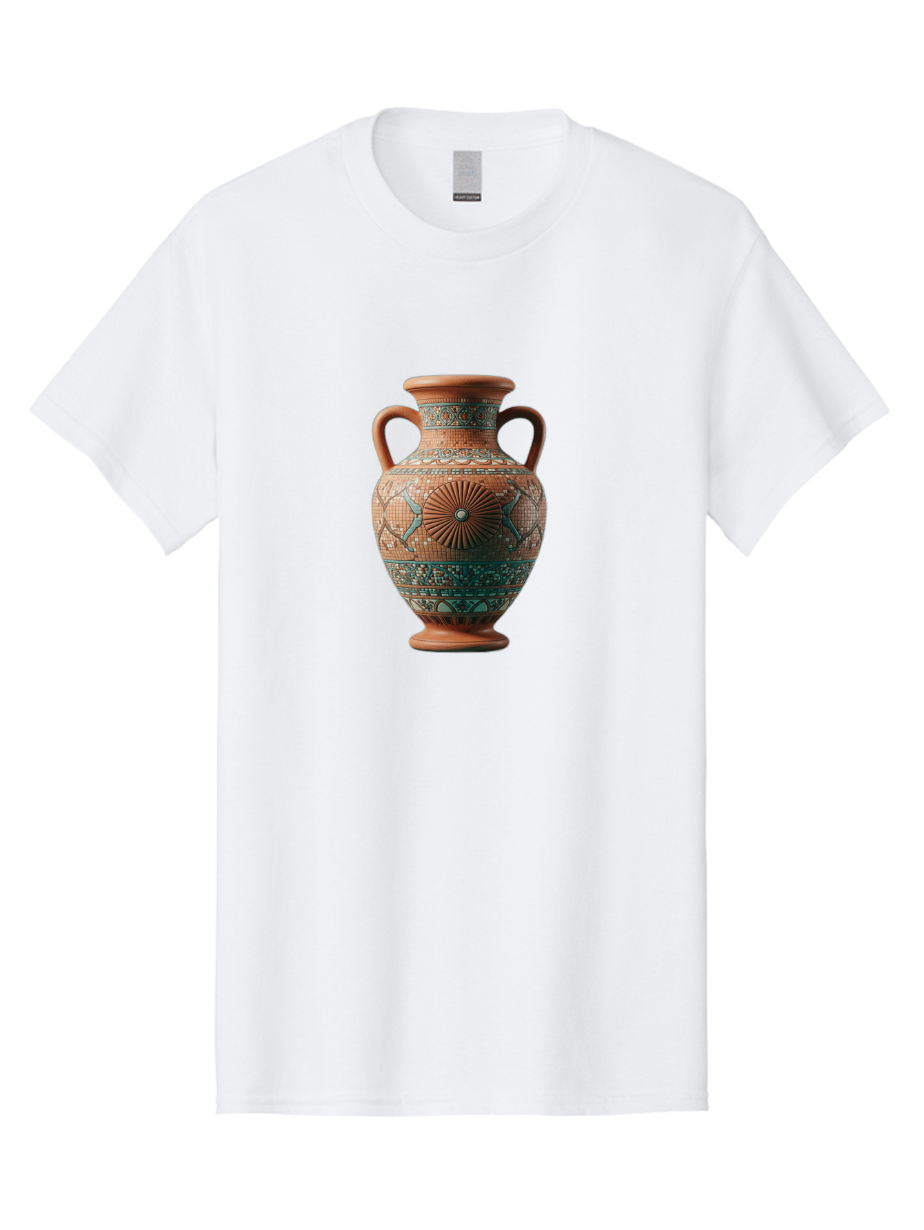 Mosaic-Vase Men'S Graphic Tee, 100% Cotton, Comfortable Casual Summer Wear, Machine Washable, Ancient Greek Vase, Terracotta Pottery, Classical Design, Ornate Patterns, Mosaic Art, Cultural Heritage, Traditional Craftsmanship, Bab023