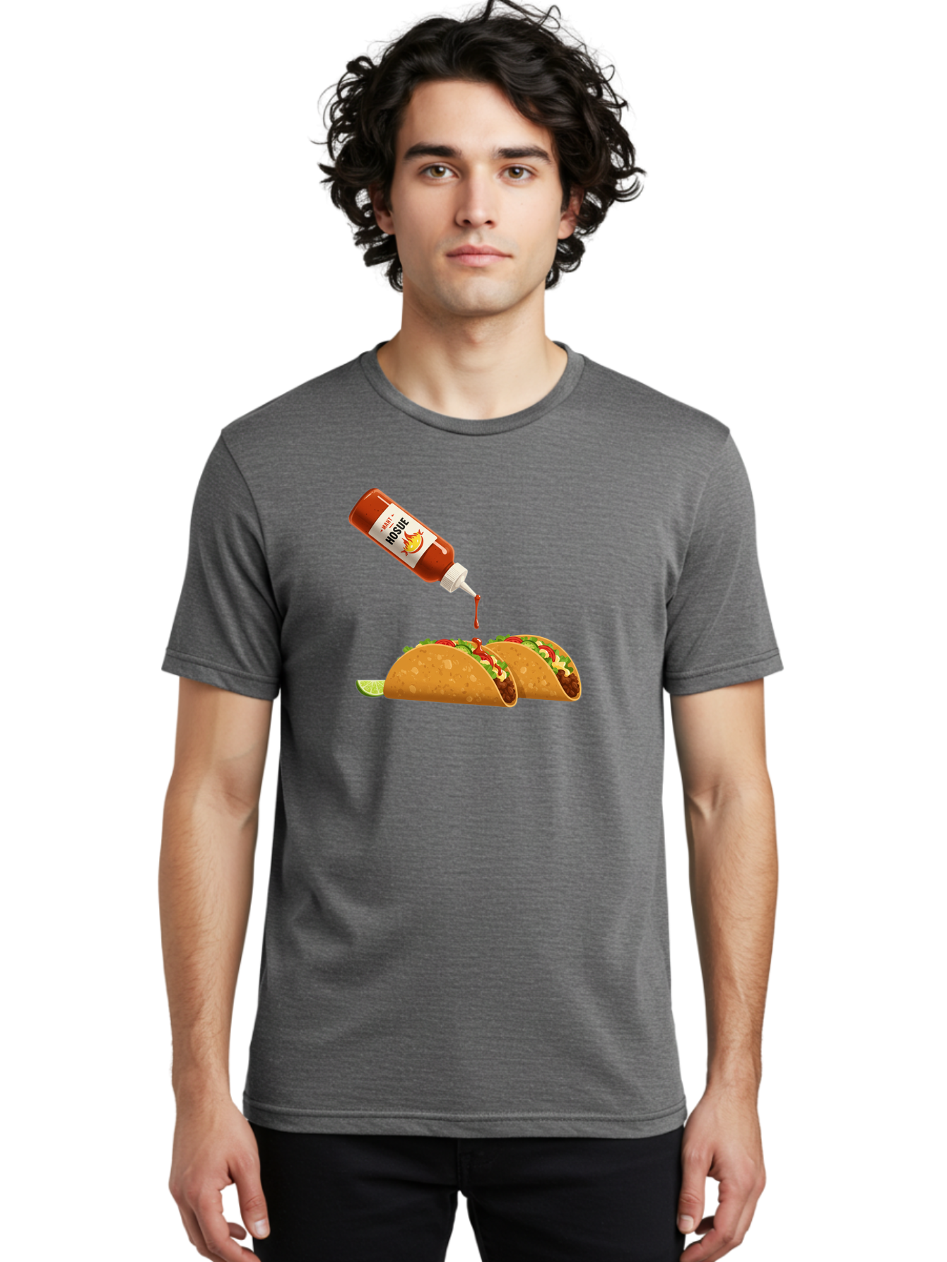 Mosque-Hot-Sauce-Tacos Men'S Graphic Tee, 100% Cotton, Comfortable Casual Summer Wear, Machine Washable, Mexican Cuisine, Tacos With Hot Sauce, Spicy Food, Salsa, Condiments, Mexican Flavors, Taco Toppings, Hot Peppers Bab024