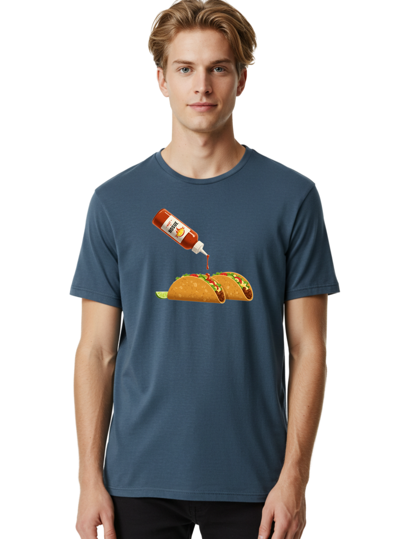Mosque-Hot-Sauce-Tacos Men'S Graphic Tee, 100% Cotton, Comfortable Casual Summer Wear, Machine Washable, Mexican Cuisine, Tacos With Hot Sauce, Spicy Food, Salsa, Condiments, Mexican Flavors, Taco Toppings, Hot Peppers Bab024