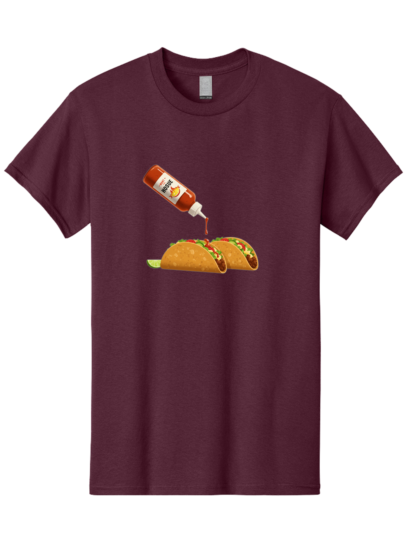 Mosque-Hot-Sauce-Tacos Men'S Graphic Tee, 100% Cotton, Comfortable Casual Summer Wear, Machine Washable, Mexican Cuisine, Tacos With Hot Sauce, Spicy Food, Salsa, Condiments, Mexican Flavors, Taco Toppings, Hot Peppers Bab024