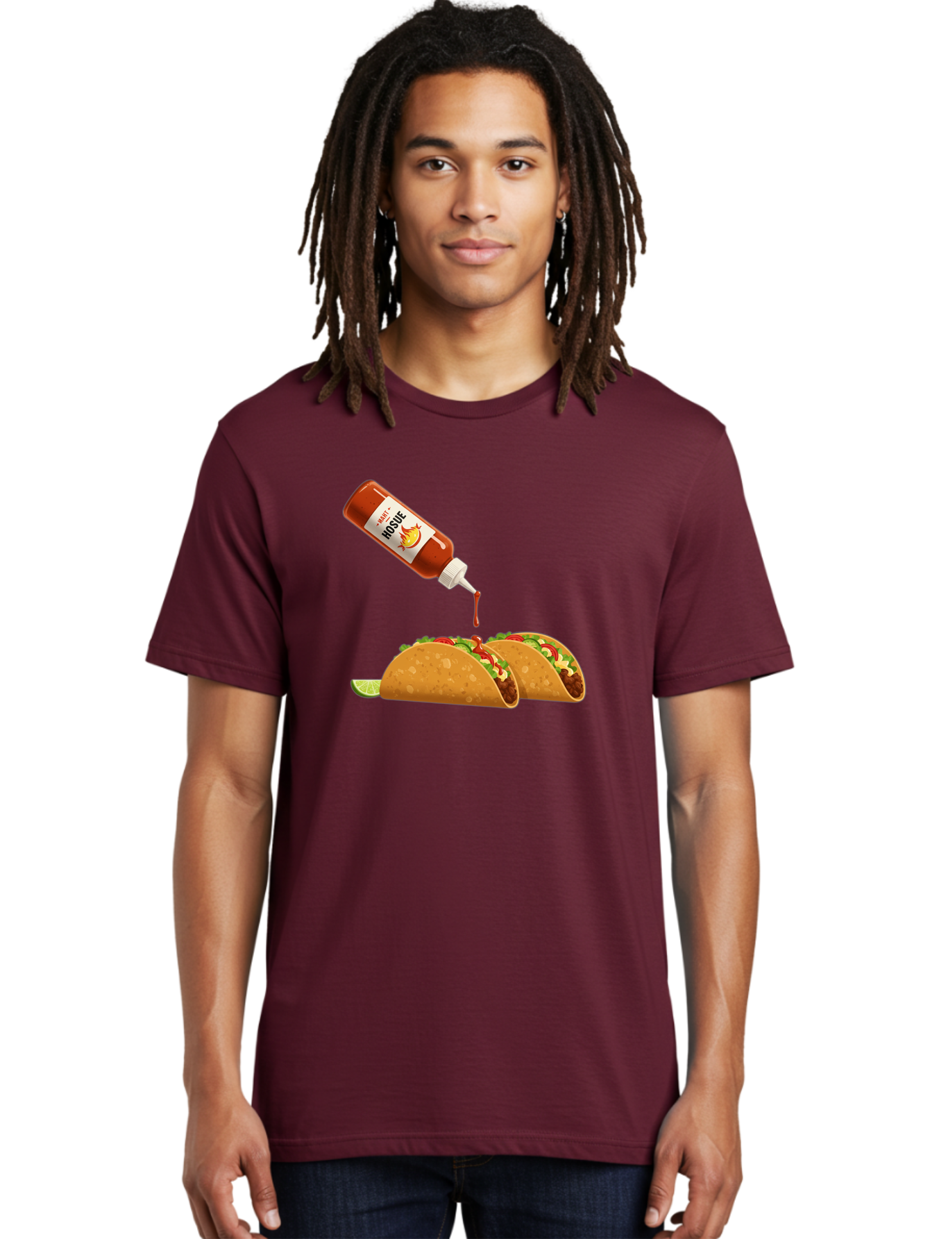 Mosque-Hot-Sauce-Tacos Men'S Graphic Tee, 100% Cotton, Comfortable Casual Summer Wear, Machine Washable, Mexican Cuisine, Tacos With Hot Sauce, Spicy Food, Salsa, Condiments, Mexican Flavors, Taco Toppings, Hot Peppers Bab024