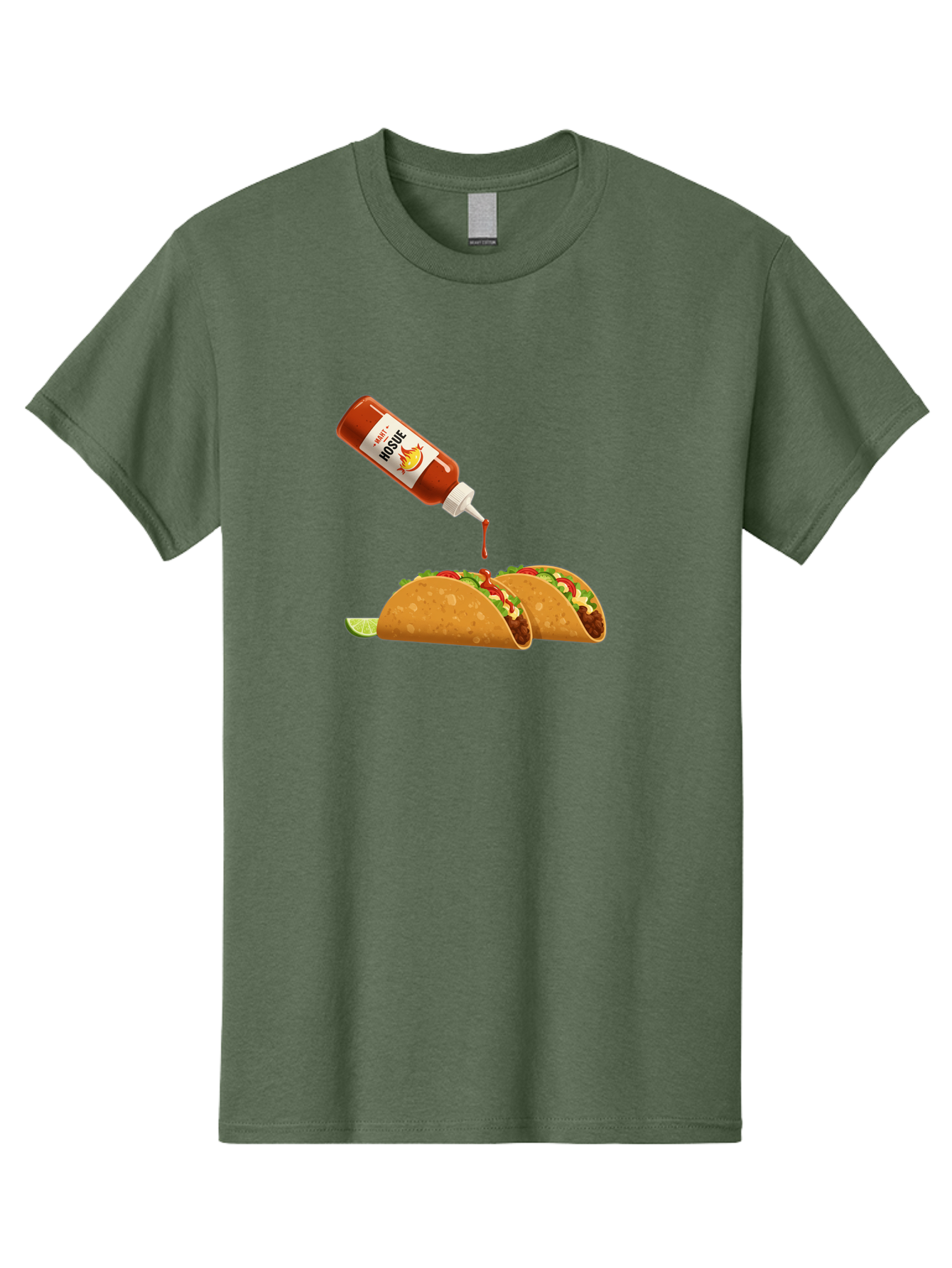 Mosque-Hot-Sauce-Tacos Men'S Graphic Tee, 100% Cotton, Comfortable Casual Summer Wear, Machine Washable, Mexican Cuisine, Tacos With Hot Sauce, Spicy Food, Salsa, Condiments, Mexican Flavors, Taco Toppings, Hot Peppers Bab024