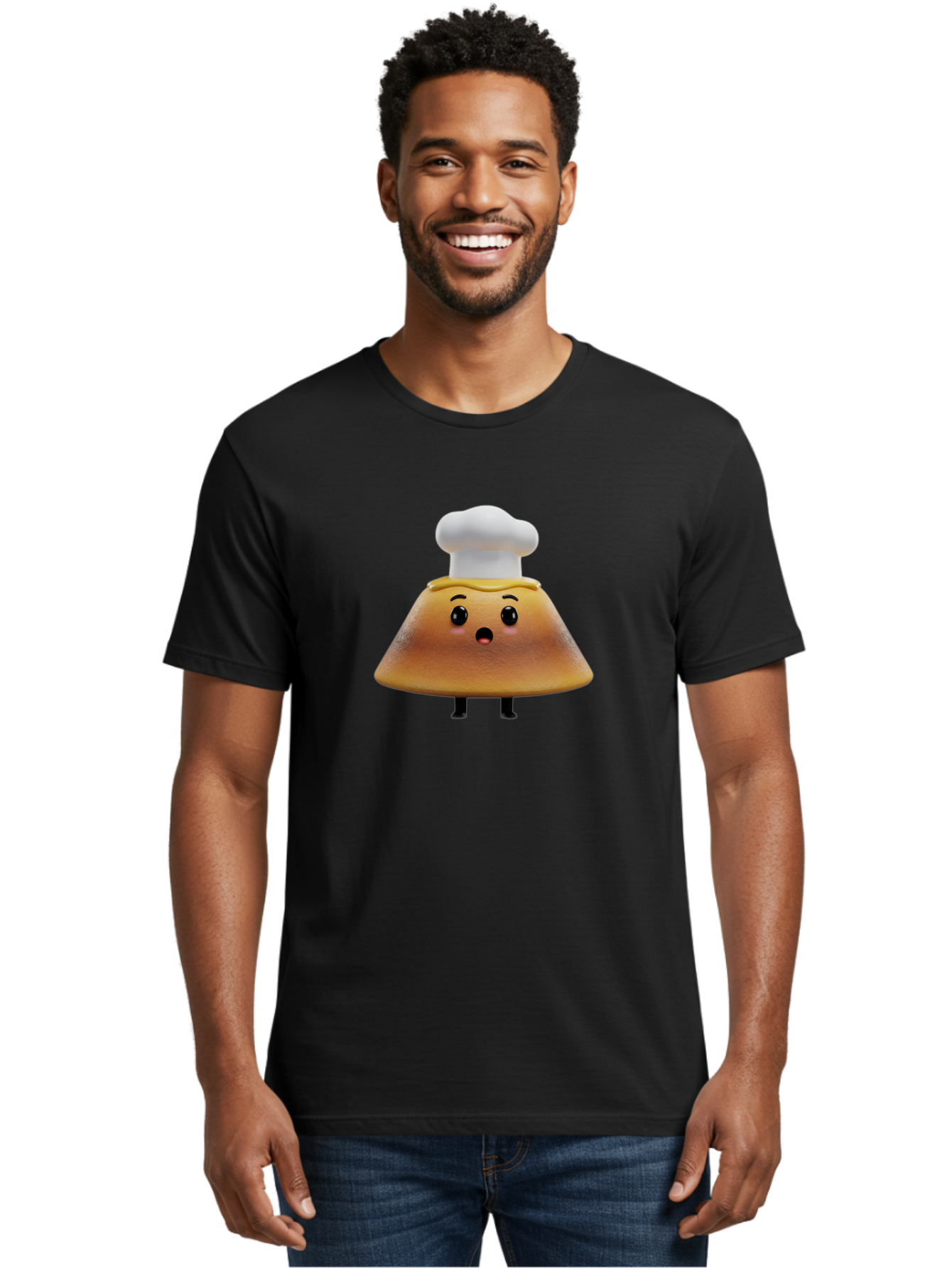 Mushroom-Chef Men'S Graphic Tee, 100% Cotton, Comfortable Casual Summer Wear, Machine Washable, Mango Character, Cartoon Style, Chef Hat, Surprised Face, Fun Illustration, Anthropomorphic Fruit, Cute Design, Food Character, Quirky Animation Bab025