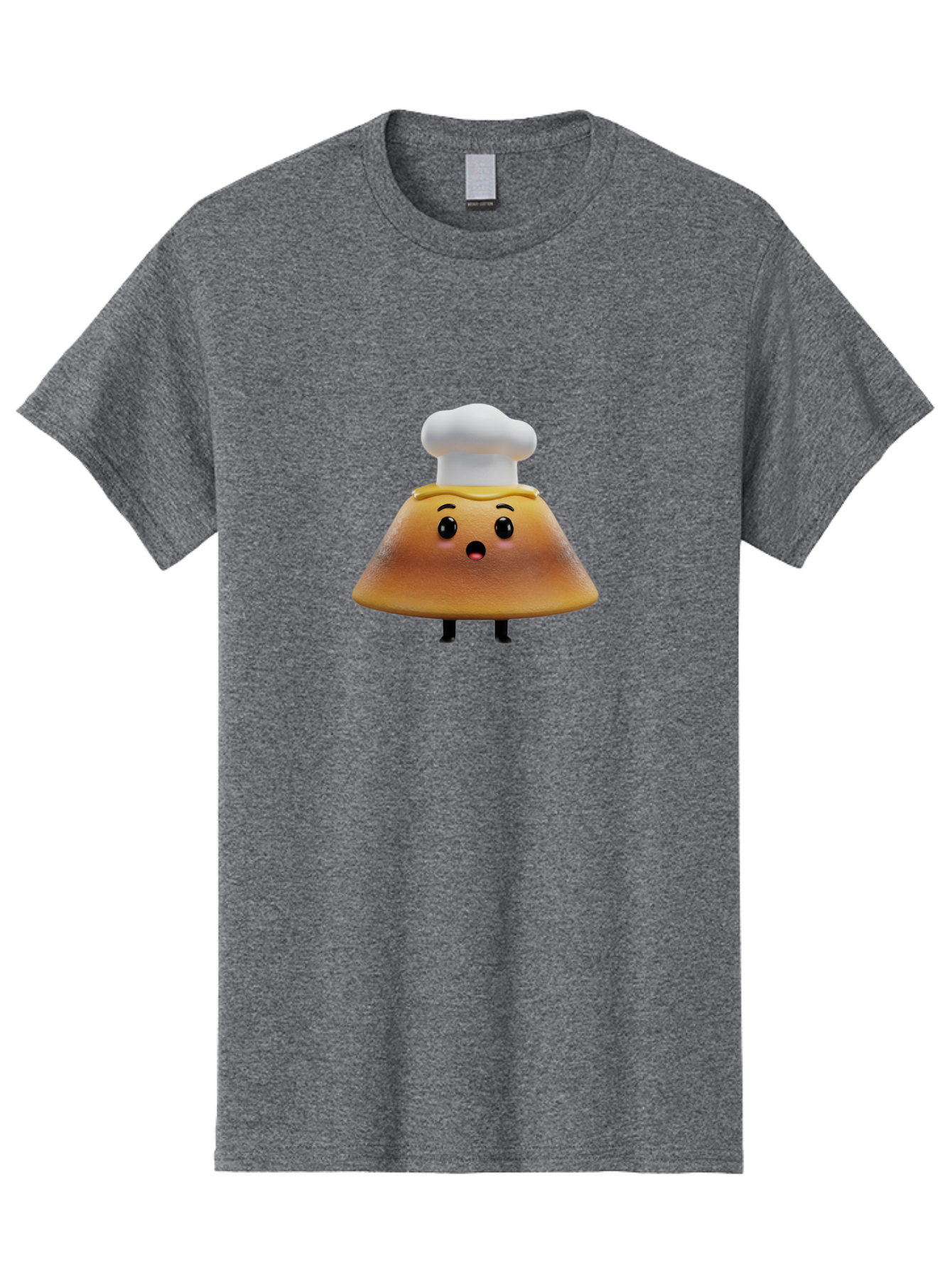 Mushroom-Chef Men'S Graphic Tee, 100% Cotton, Comfortable Casual Summer Wear, Machine Washable, Mango Character, Cartoon Style, Chef Hat, Surprised Face, Fun Illustration, Anthropomorphic Fruit, Cute Design, Food Character, Quirky Animation Bab025