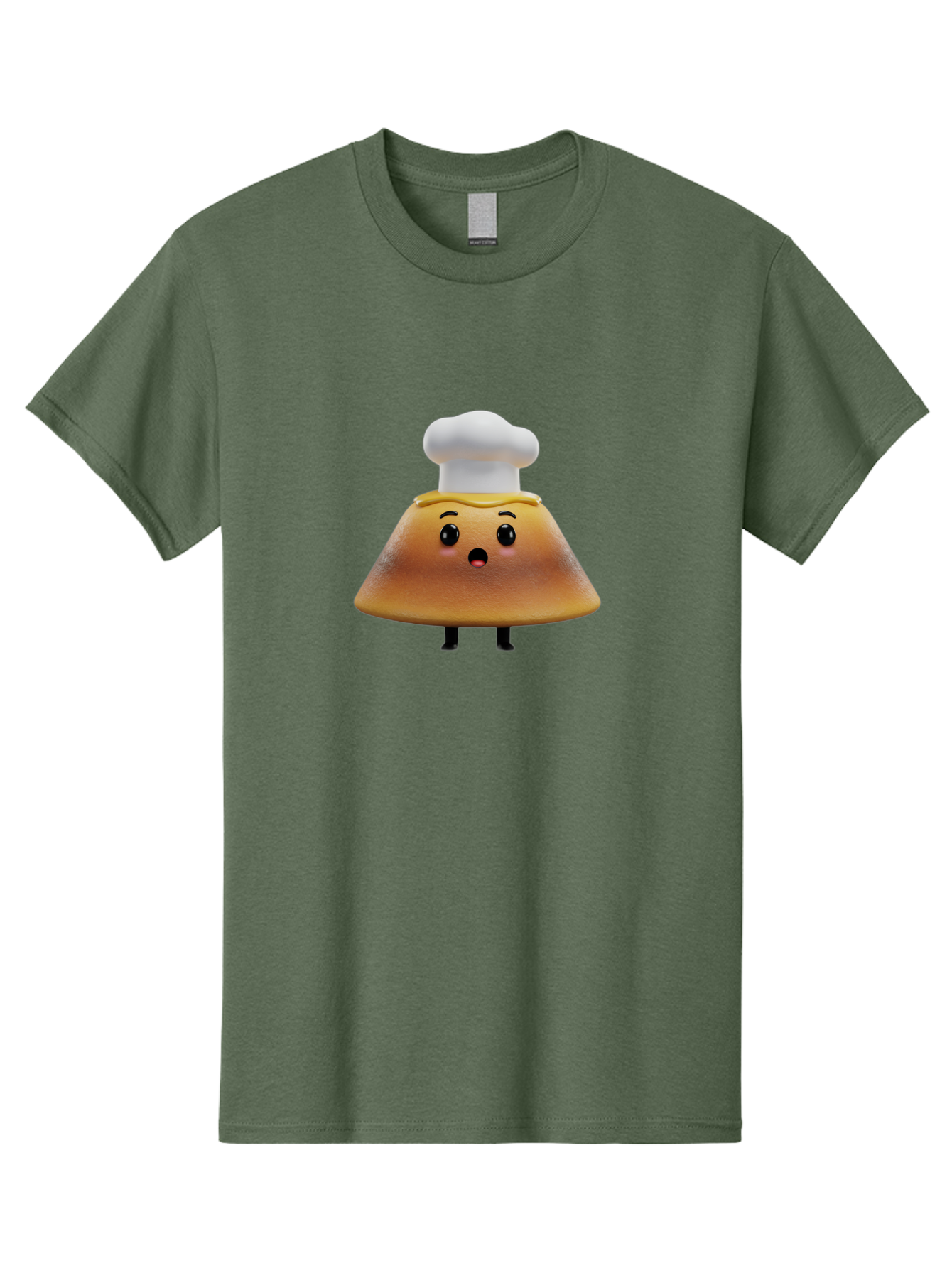 Mushroom-Chef Men'S Graphic Tee, 100% Cotton, Comfortable Casual Summer Wear, Machine Washable, Mango Character, Cartoon Style, Chef Hat, Surprised Face, Fun Illustration, Anthropomorphic Fruit, Cute Design, Food Character, Quirky Animation Bab025