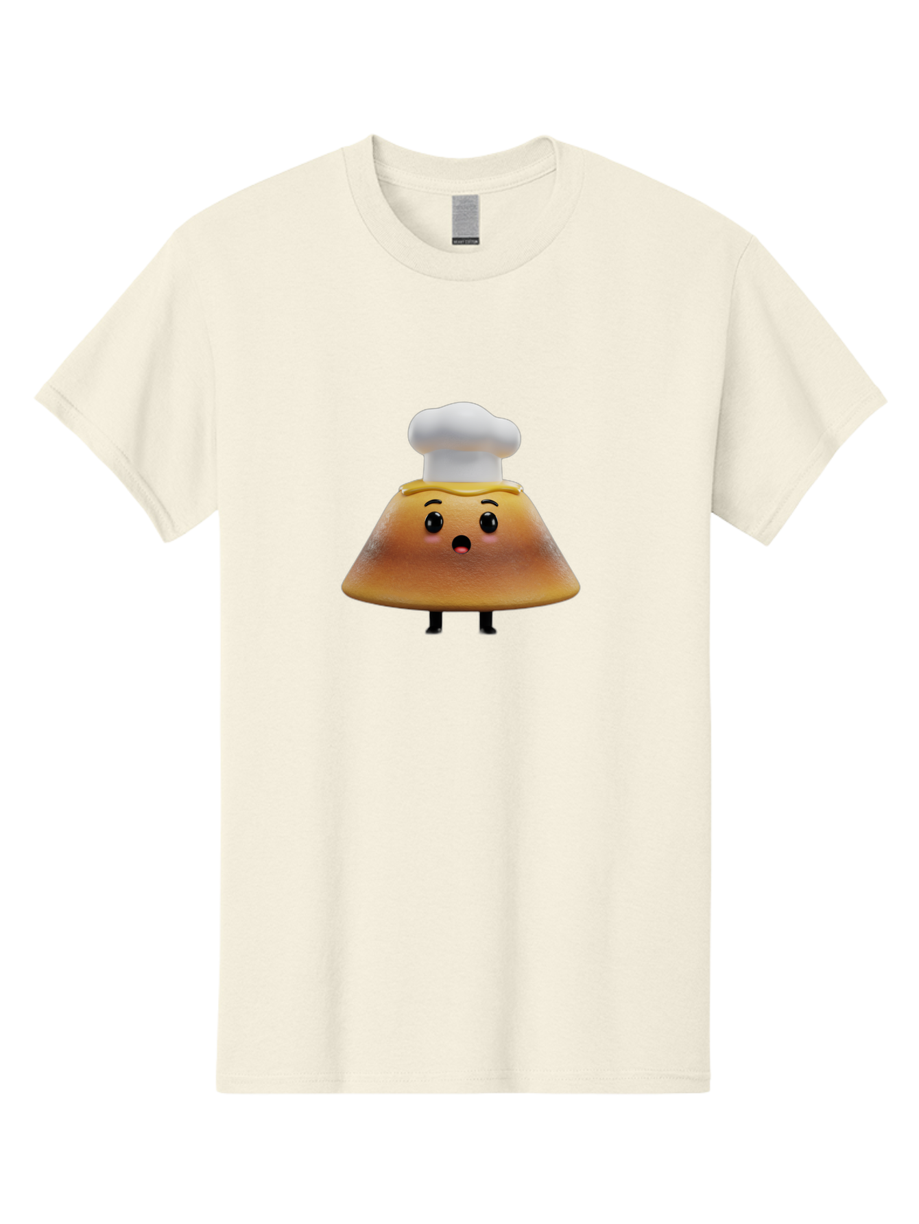 Mushroom-Chef Men'S Graphic Tee, 100% Cotton, Comfortable Casual Summer Wear, Machine Washable, Mango Character, Cartoon Style, Chef Hat, Surprised Face, Fun Illustration, Anthropomorphic Fruit, Cute Design, Food Character, Quirky Animation Bab025