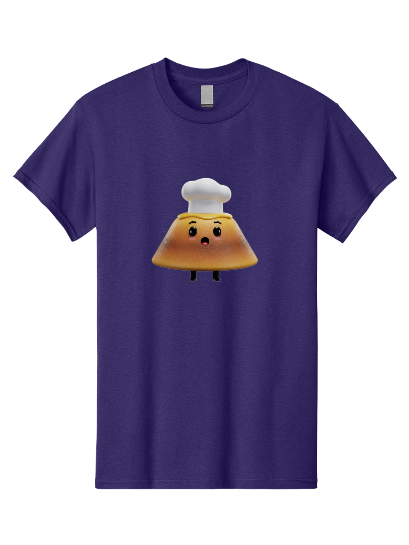 Mushroom-Chef Men'S Graphic Tee, 100% Cotton, Comfortable Casual Summer Wear, Machine Washable, Mango Character, Cartoon Style, Chef Hat, Surprised Face, Fun Illustration, Anthropomorphic Fruit, Cute Design, Food Character, Quirky Animation Bab025