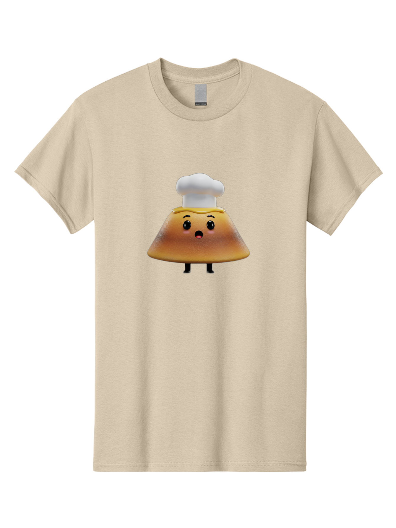 Mushroom-Chef Men'S Graphic Tee, 100% Cotton, Comfortable Casual Summer Wear, Machine Washable, Mango Character, Cartoon Style, Chef Hat, Surprised Face, Fun Illustration, Anthropomorphic Fruit, Cute Design, Food Character, Quirky Animation Bab025