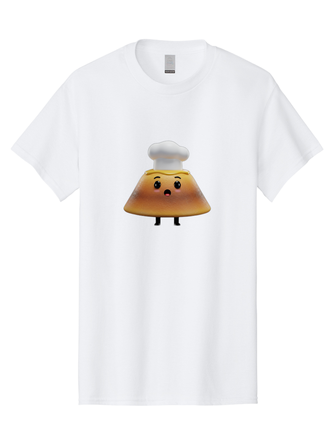 Mushroom-Chef Men'S Graphic Tee, 100% Cotton, Comfortable Casual Summer Wear, Machine Washable, Mango Character, Cartoon Style, Chef Hat, Surprised Face, Fun Illustration, Anthropomorphic Fruit, Cute Design, Food Character, Quirky Animation Bab025