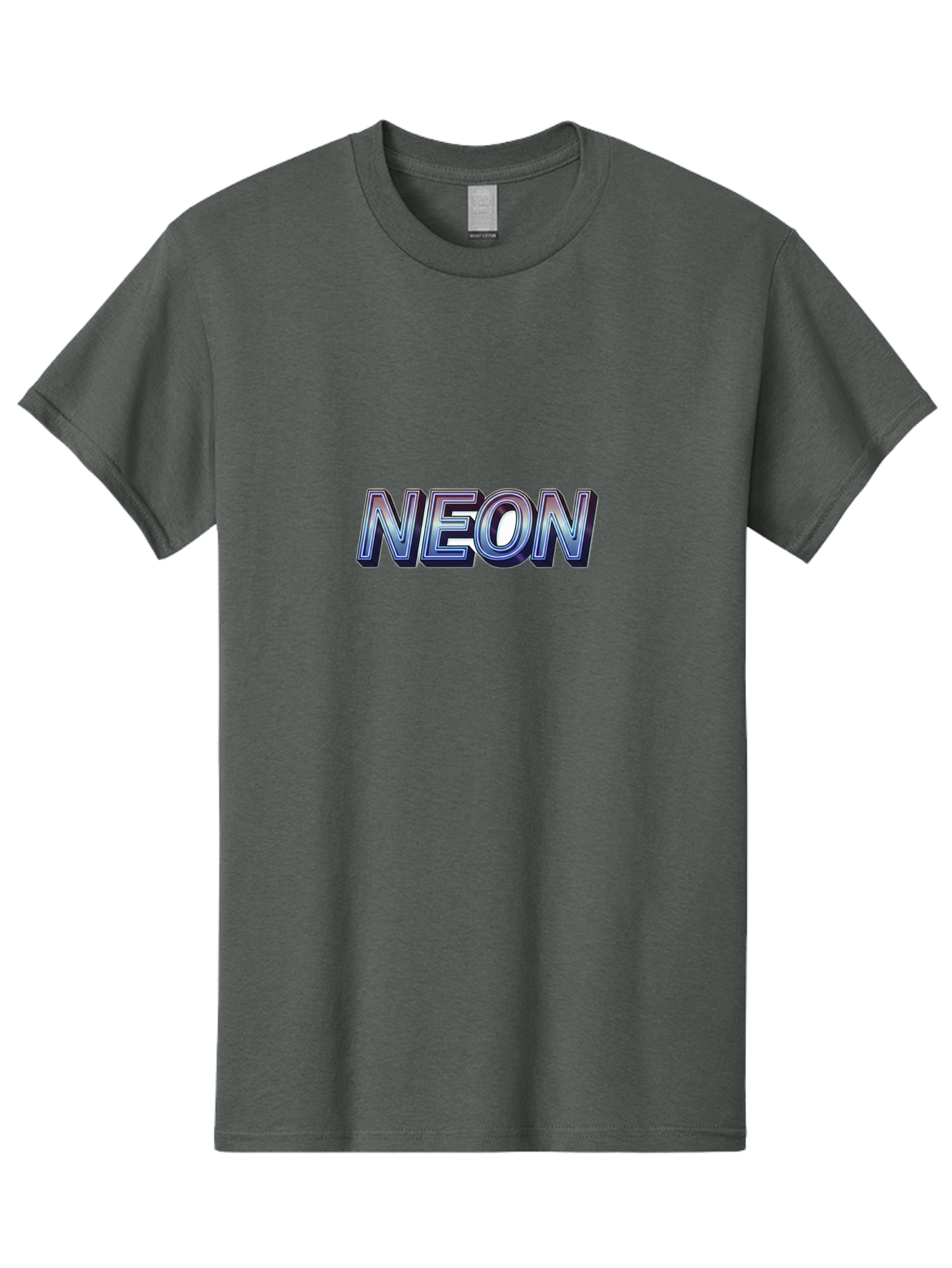 Neon Men'S Graphic Tee, 100% Cotton, Comfortable Casual Summer Wear, Machine Washable, Neon Sign, Glowing Letters, Futuristic Design, Vibrant Colors, Chrome Effect, Modern Aesthetic, Nightlife Inspiration, Urban Style, Bold Typography Bab029
