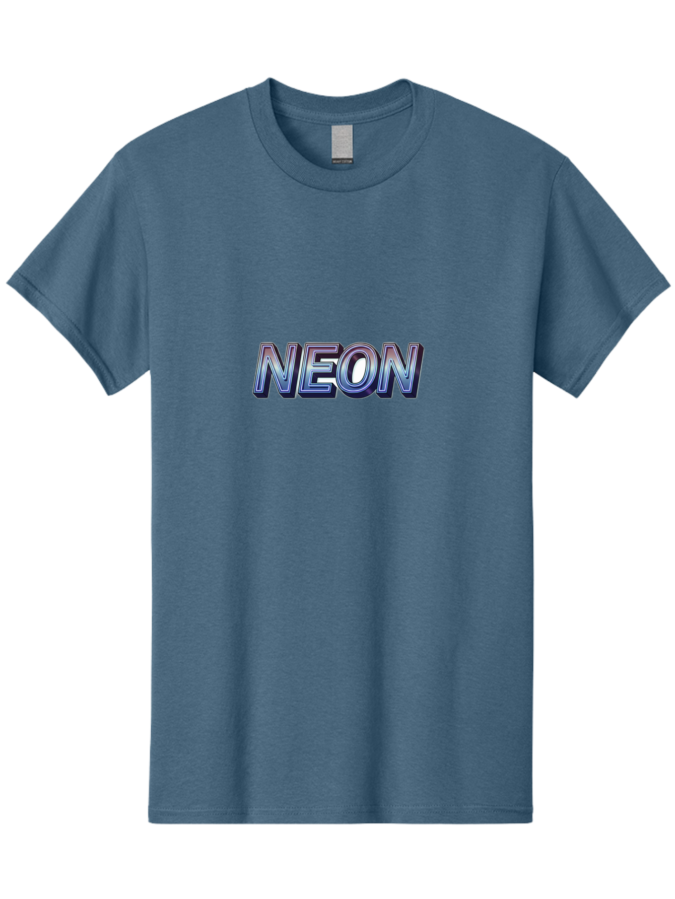 Neon Men'S Graphic Tee, 100% Cotton, Comfortable Casual Summer Wear, Machine Washable, Neon Sign, Glowing Letters, Futuristic Design, Vibrant Colors, Chrome Effect, Modern Aesthetic, Nightlife Inspiration, Urban Style, Bold Typography Bab029