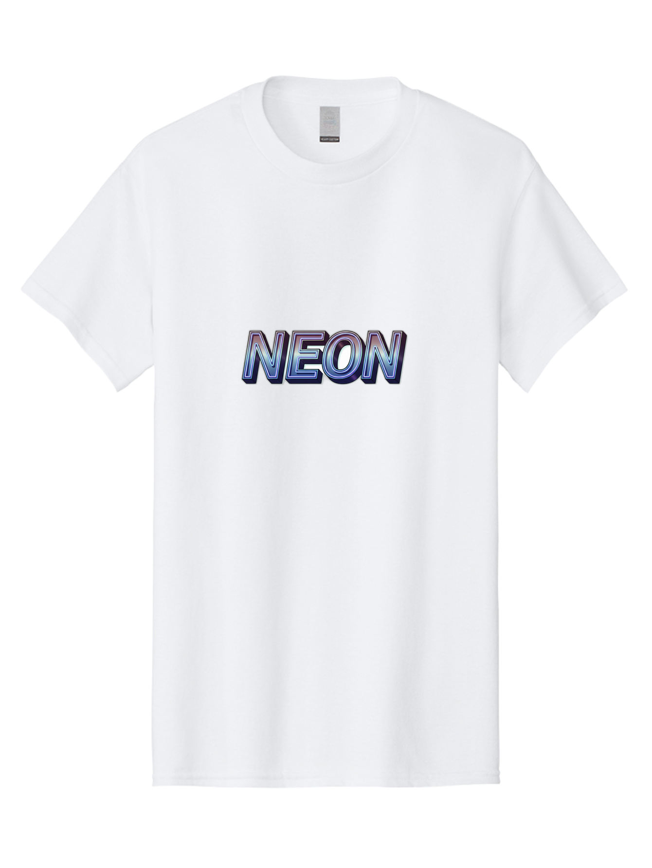 Neon Men'S Graphic Tee, 100% Cotton, Comfortable Casual Summer Wear, Machine Washable, Neon Sign, Glowing Letters, Futuristic Design, Vibrant Colors, Chrome Effect, Modern Aesthetic, Nightlife Inspiration, Urban Style, Bold Typography Bab029