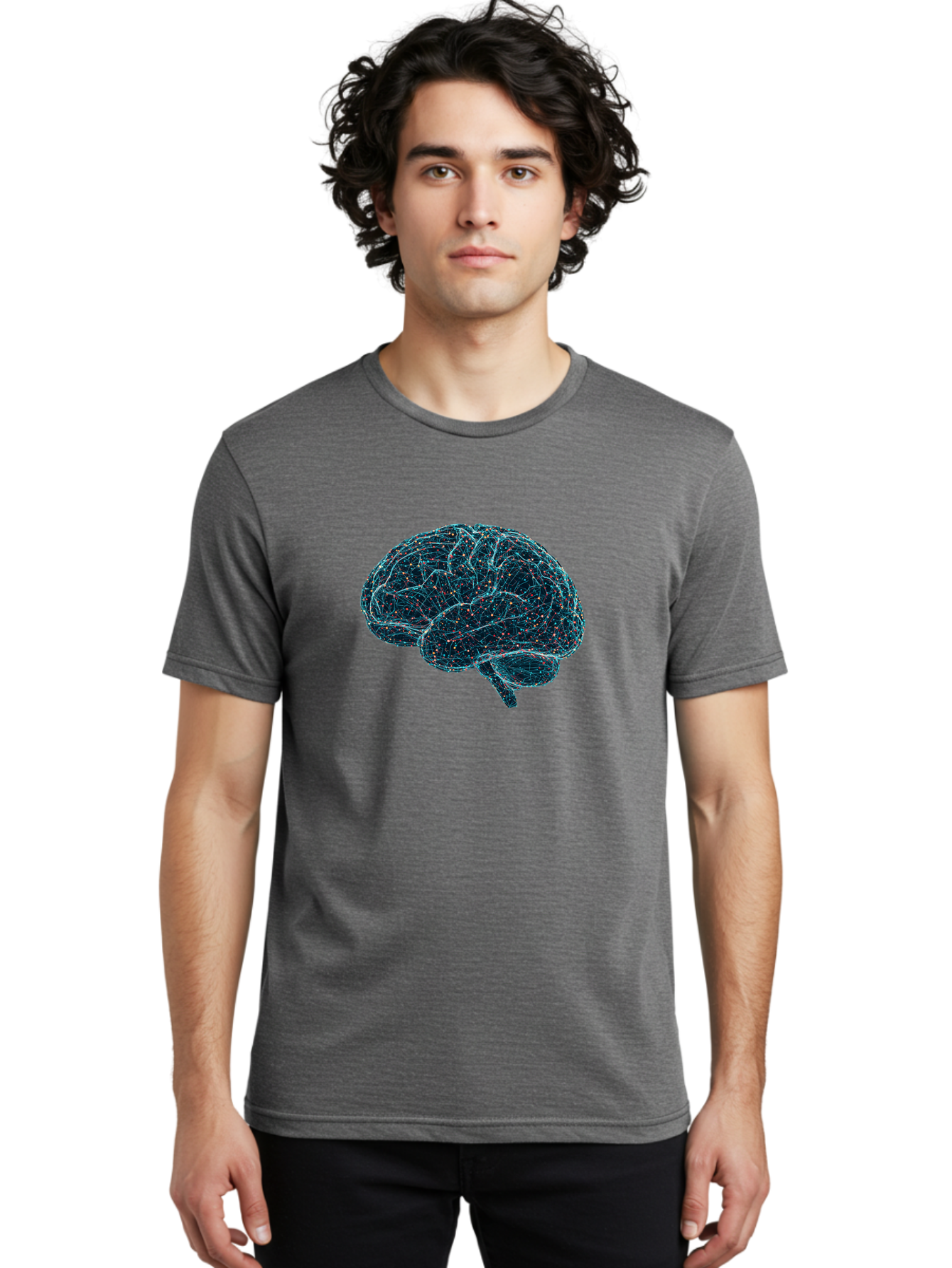 Network-Brain Men'S Graphic Tee, 100% Cotton, Comfortable Casual Summer Wear, Machine Washable, Human Brain, Neurological Connections, Complex Neural Networks, Futuristic Illustration, Science Fiction, Cognitive Function, Brain Activity, Bab031