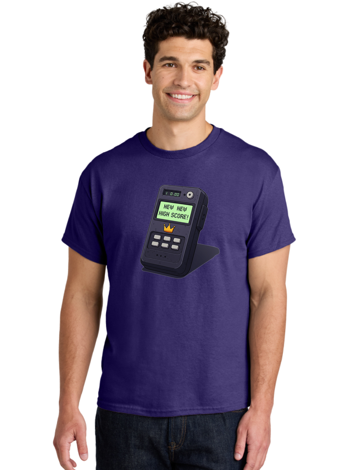 New-New-High-Score Men'S Graphic Tee, 100% Cotton, Comfortable Casual Summer Wear, Machine Washable, Retro Game Console, Vintage Video Game, High Score Alert, Nostalgic Gaming, Classic Arcade, Pixel Art, Electronic Device, Retro Technology, Bab032