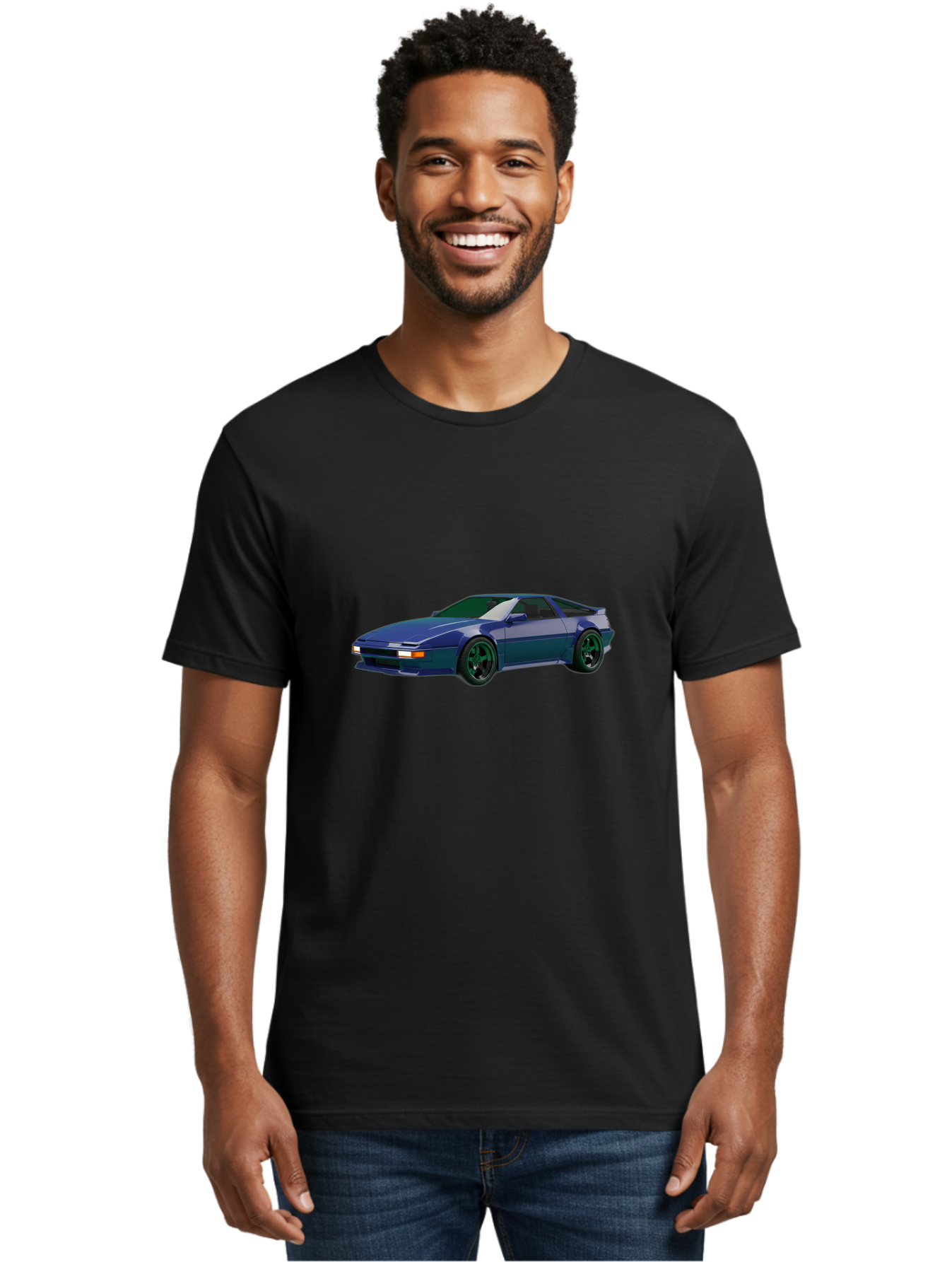 Nissan-240Sx-Coupe Men'S Graphic Tee, 100% Cotton, Comfortable Casual Summer Wear, Machine Washable, Blue Sports Car, Nissan 240Sx, Sleek Design, Sports Coupe, High-Performance Vehicle, Automotive Art, Digital Illustration, Futuristic Styling, Bab034