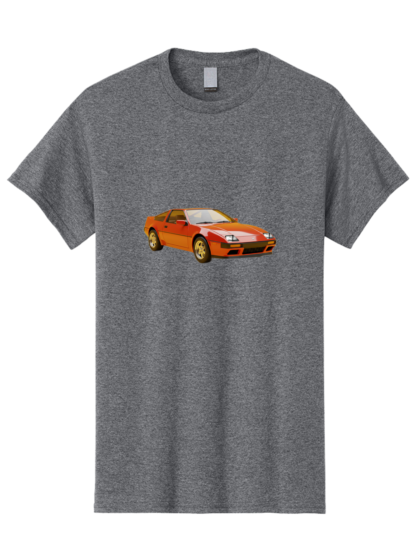 Nissan-300Zx-1 Men'S Graphic Tee, 100% Cotton, Comfortable Casual Summer Wear, Machine Washable, Nissan 300Zx Sports Car, Orange Sports Car, Classic Car Design, Vintage Automobile, Retro Style, Sleek, High-Performance Vehicle, Automotive Art Bab038