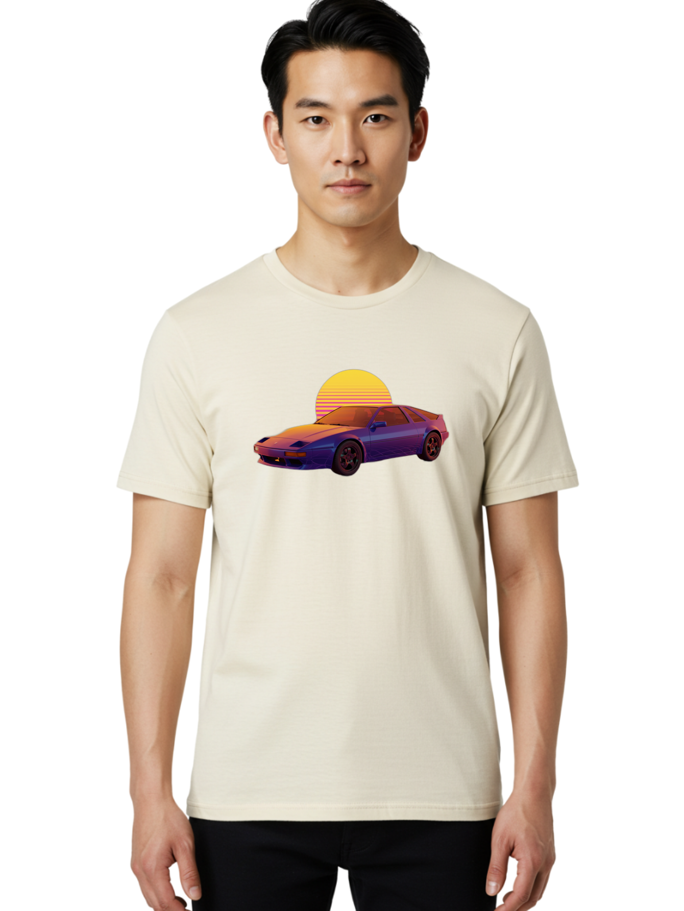 Nissan-300Zx-2 Men'S Graphic Tee, 100% Cotton, Comfortable Casual Summer Wear, Machine Washable, Nissan 300Zx Sports Car, Retro Futuristic Design, Vaporwave Aesthetic, Neon Colors, Synthwave Art, 80S Nostalgia, Retro Gaming, Bab039