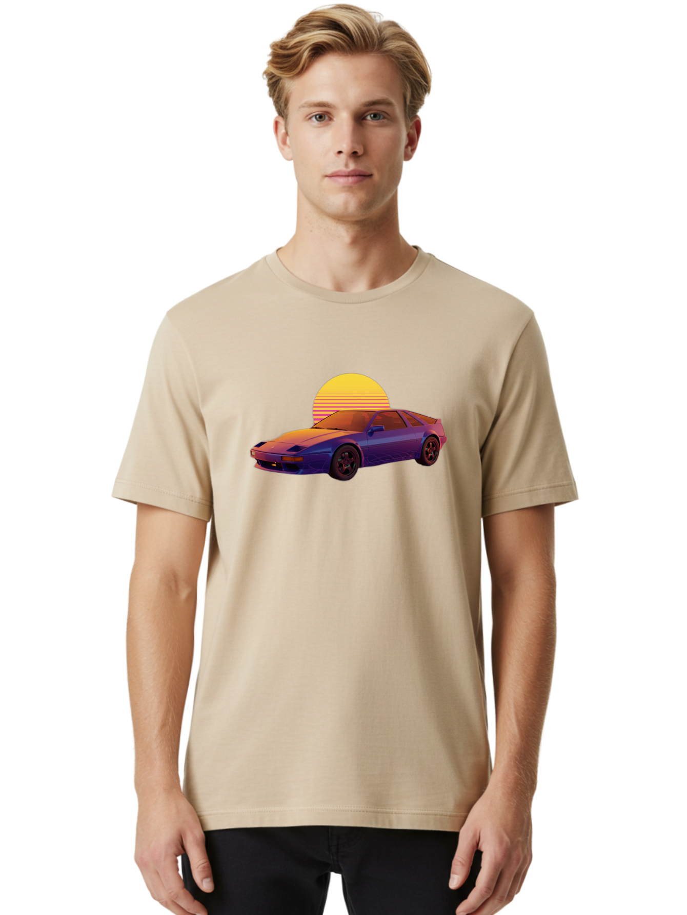 Nissan-300Zx-2 Men'S Graphic Tee, 100% Cotton, Comfortable Casual Summer Wear, Machine Washable, Nissan 300Zx Sports Car, Retro Futuristic Design, Vaporwave Aesthetic, Neon Colors, Synthwave Art, 80S Nostalgia, Retro Gaming, Bab039