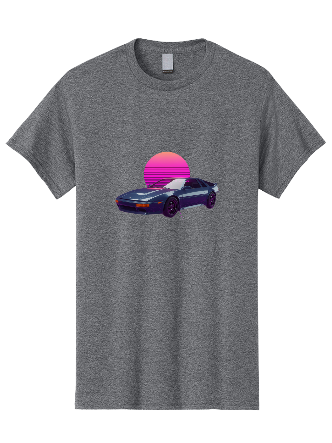 Nissan-300Zx-4 Men'S Graphic Tee, 100% Cotton, Comfortable Casual Summer Wear, Machine Washable, Classic Sports Car, Retro Futuristic, Sleek Design, Purple Car, Vaporwave Aesthetic, 80S Style, Synthwave Art, Pink Sunset, Nostalgic Feel, Bab041