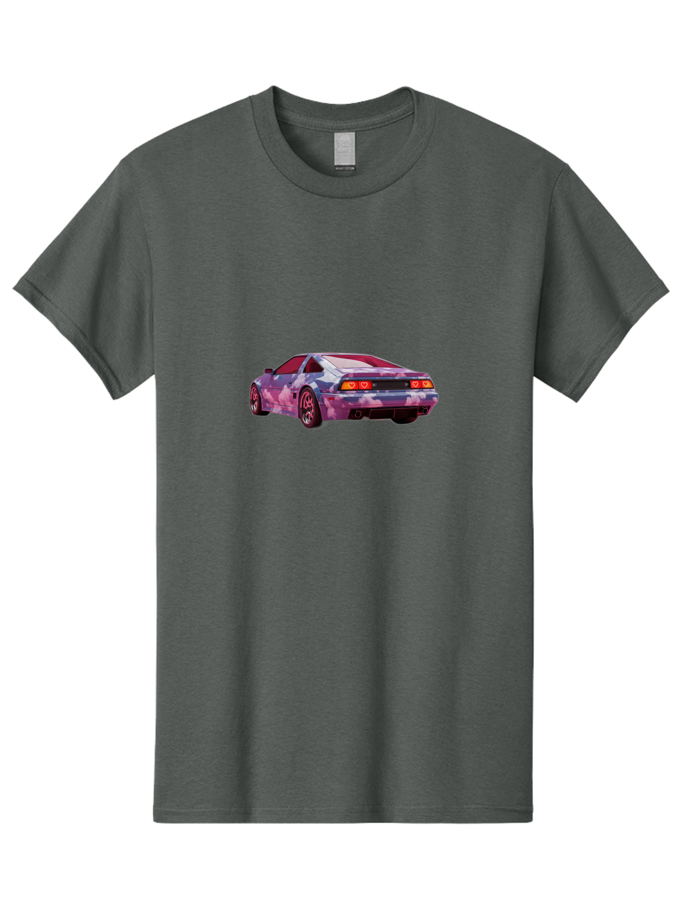 Nissan-S13 Men'S Graphic Tee, 100% Cotton, Comfortable Casual Summer Wear, Machine Washable, Nissan S13 Coupe, Pastel Clouds Wrap, Heart-Shaped Taillights, Unique Car Design, Vibrant Pastel Colors, Custom Car Wrap, Aesthetic Car, Bab044