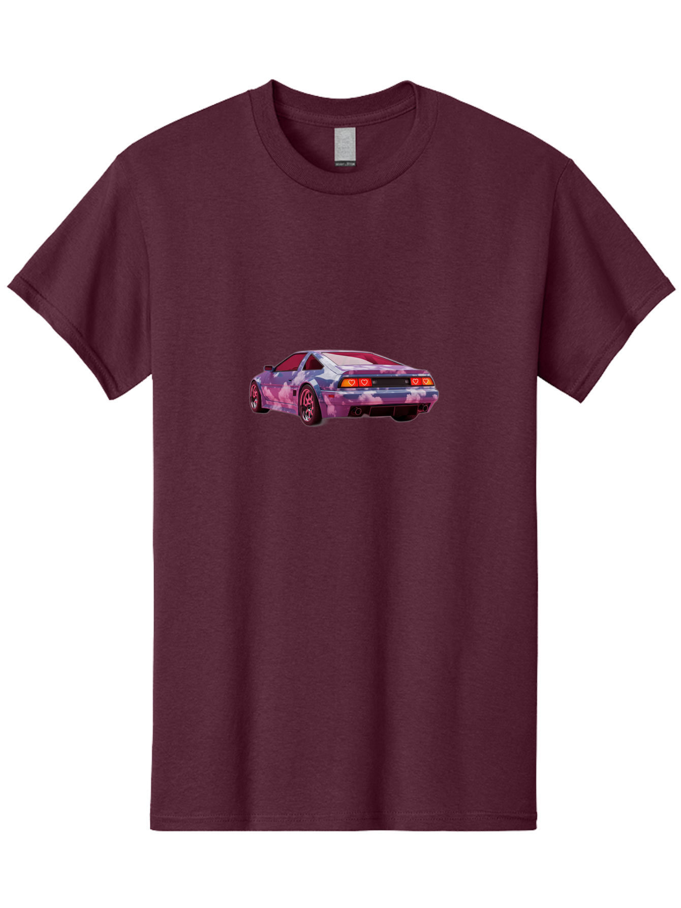 Nissan-S13 Men'S Graphic Tee, 100% Cotton, Comfortable Casual Summer Wear, Machine Washable, Nissan S13 Coupe, Pastel Clouds Wrap, Heart-Shaped Taillights, Unique Car Design, Vibrant Pastel Colors, Custom Car Wrap, Aesthetic Car, Bab044