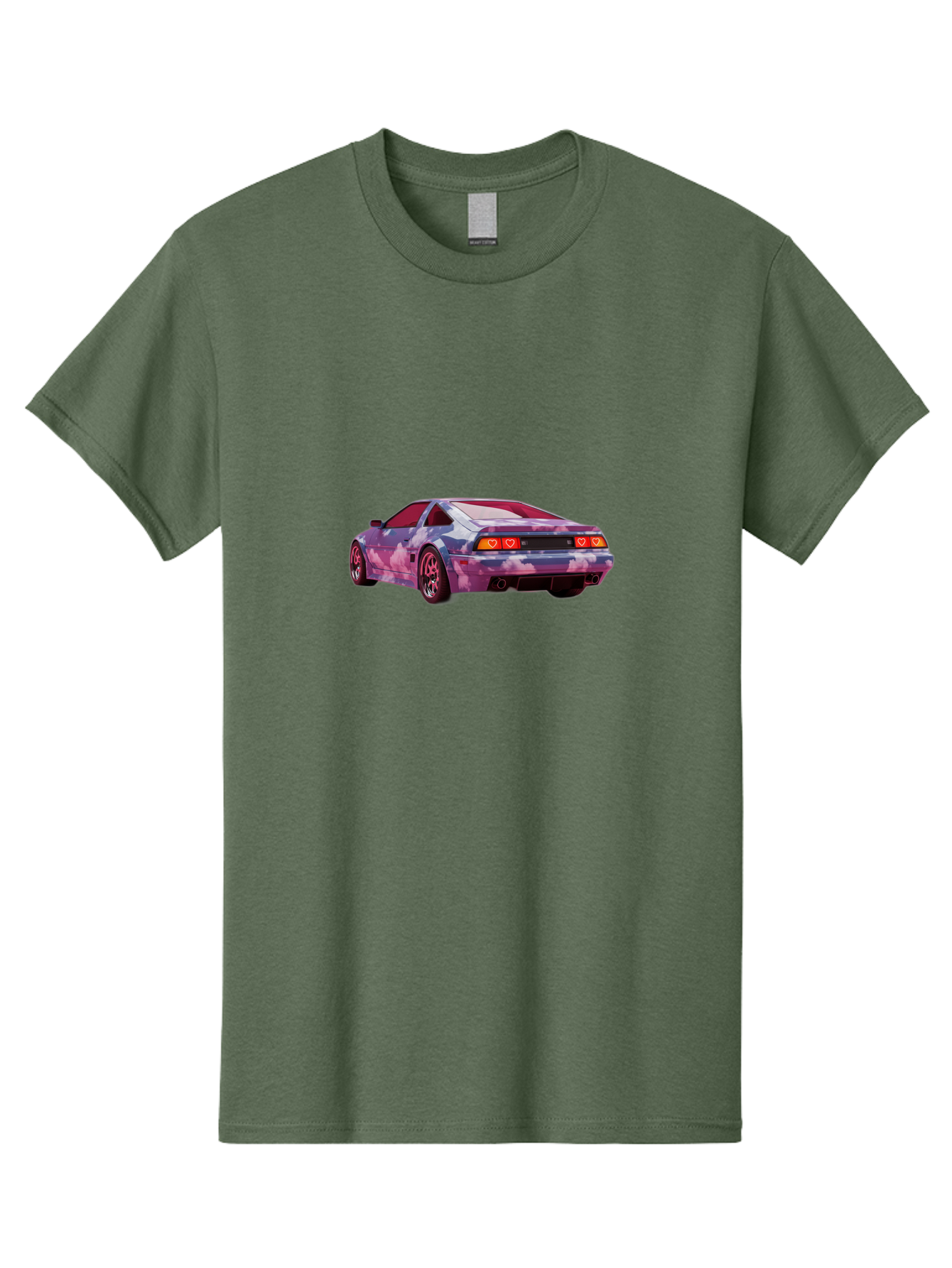 Nissan-S13 Men'S Graphic Tee, 100% Cotton, Comfortable Casual Summer Wear, Machine Washable, Nissan S13 Coupe, Pastel Clouds Wrap, Heart-Shaped Taillights, Unique Car Design, Vibrant Pastel Colors, Custom Car Wrap, Aesthetic Car, Bab044