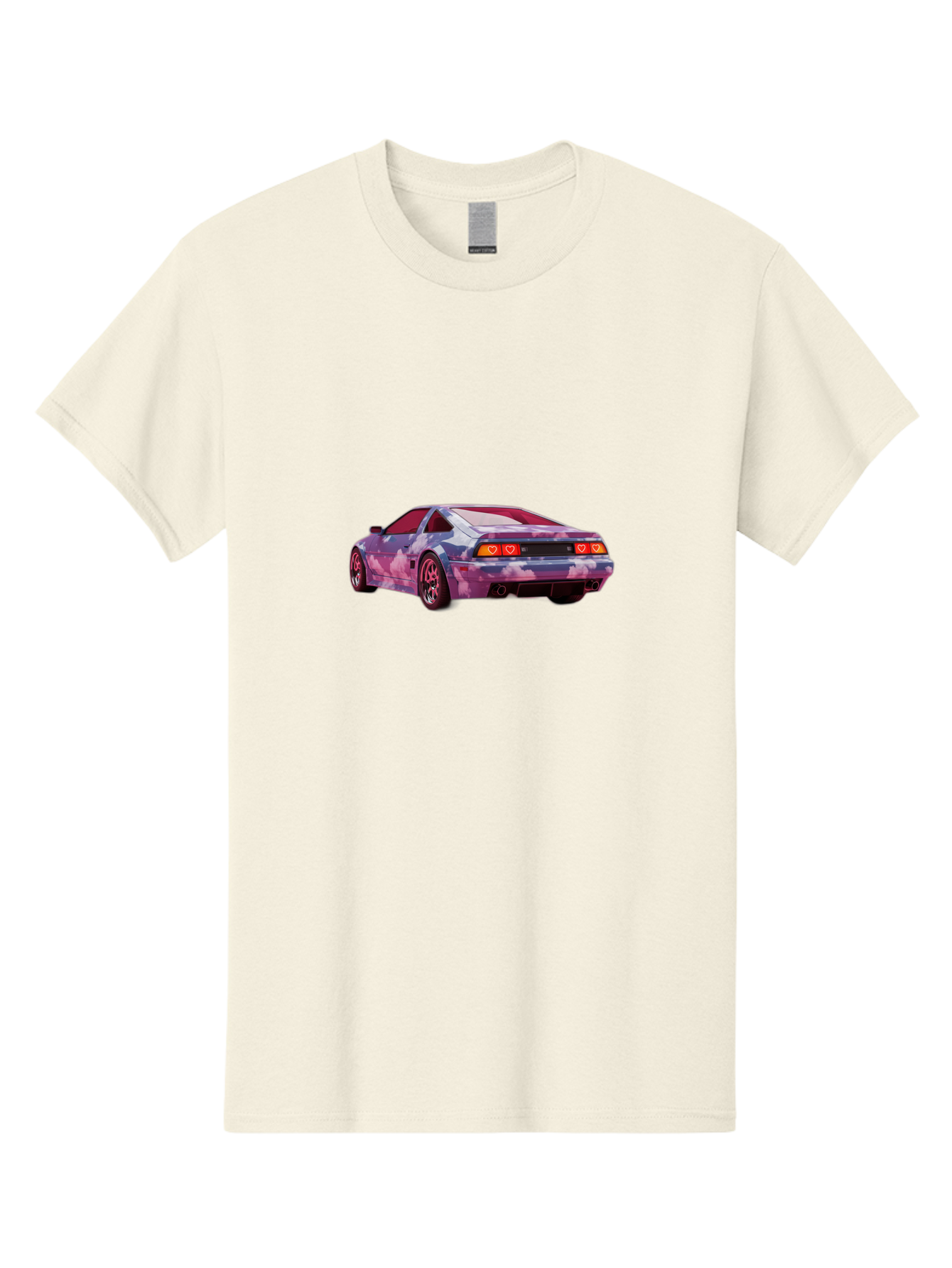 Nissan-S13 Men'S Graphic Tee, 100% Cotton, Comfortable Casual Summer Wear, Machine Washable, Nissan S13 Coupe, Pastel Clouds Wrap, Heart-Shaped Taillights, Unique Car Design, Vibrant Pastel Colors, Custom Car Wrap, Aesthetic Car, Bab044