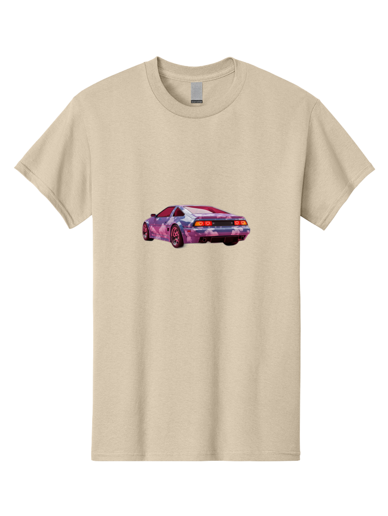 Nissan-S13 Men'S Graphic Tee, 100% Cotton, Comfortable Casual Summer Wear, Machine Washable, Nissan S13 Coupe, Pastel Clouds Wrap, Heart-Shaped Taillights, Unique Car Design, Vibrant Pastel Colors, Custom Car Wrap, Aesthetic Car, Bab044