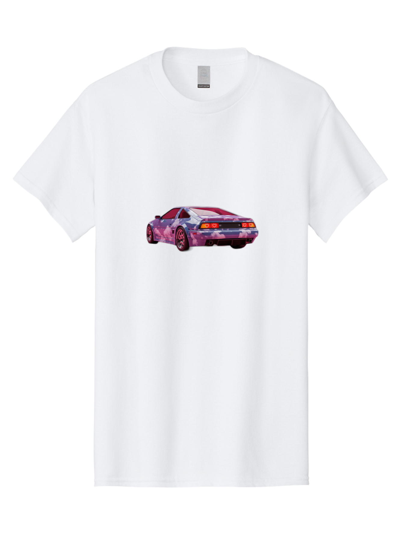 Nissan-S13 Men'S Graphic Tee, 100% Cotton, Comfortable Casual Summer Wear, Machine Washable, Nissan S13 Coupe, Pastel Clouds Wrap, Heart-Shaped Taillights, Unique Car Design, Vibrant Pastel Colors, Custom Car Wrap, Aesthetic Car, Bab044